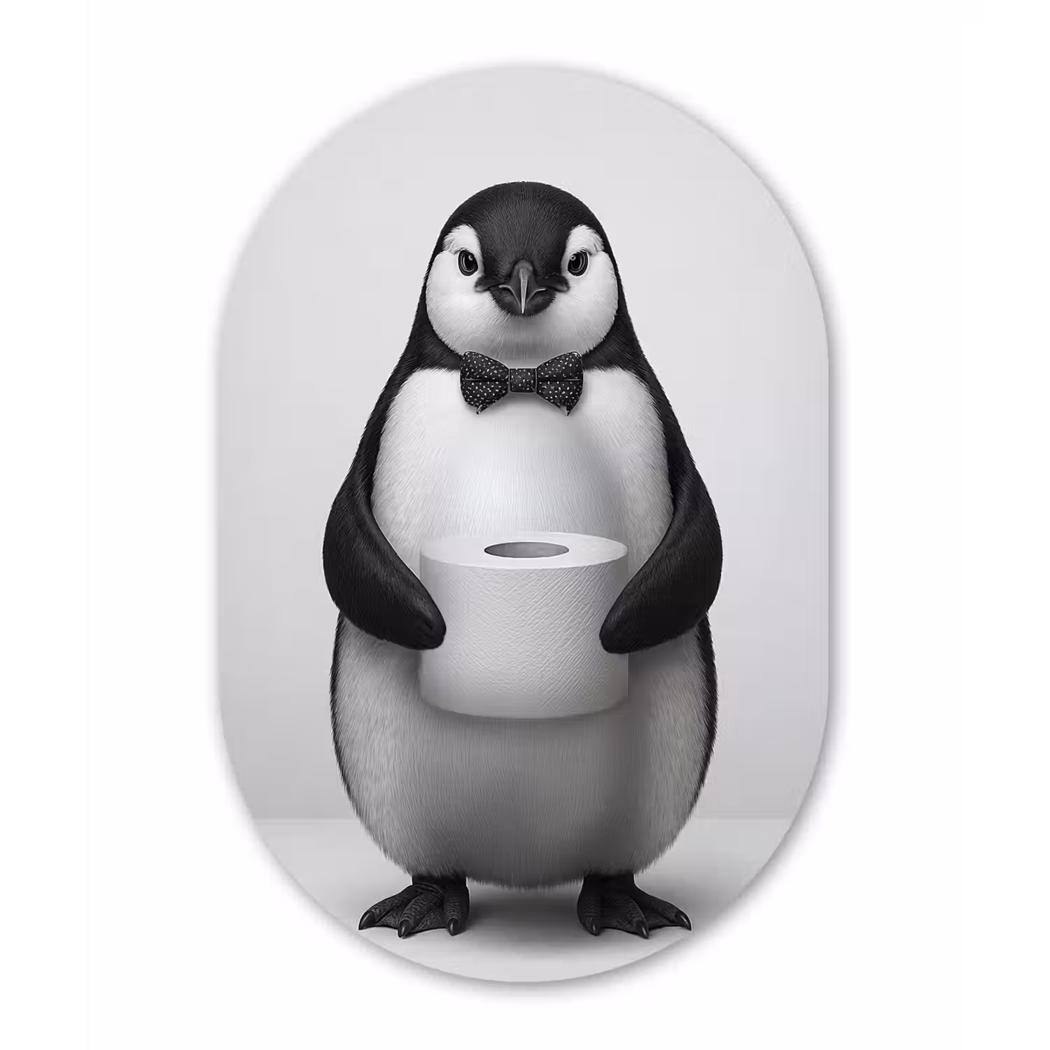 Pinguïn - WC rol - Wit Wandcirkel Ovaal Forex klein -3d