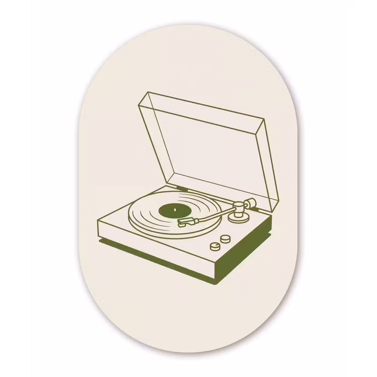 Platenspeler - Vinyl - Muziek - Minimalistisch - Groen Wandcirkel Ovaal Forex klein -3d