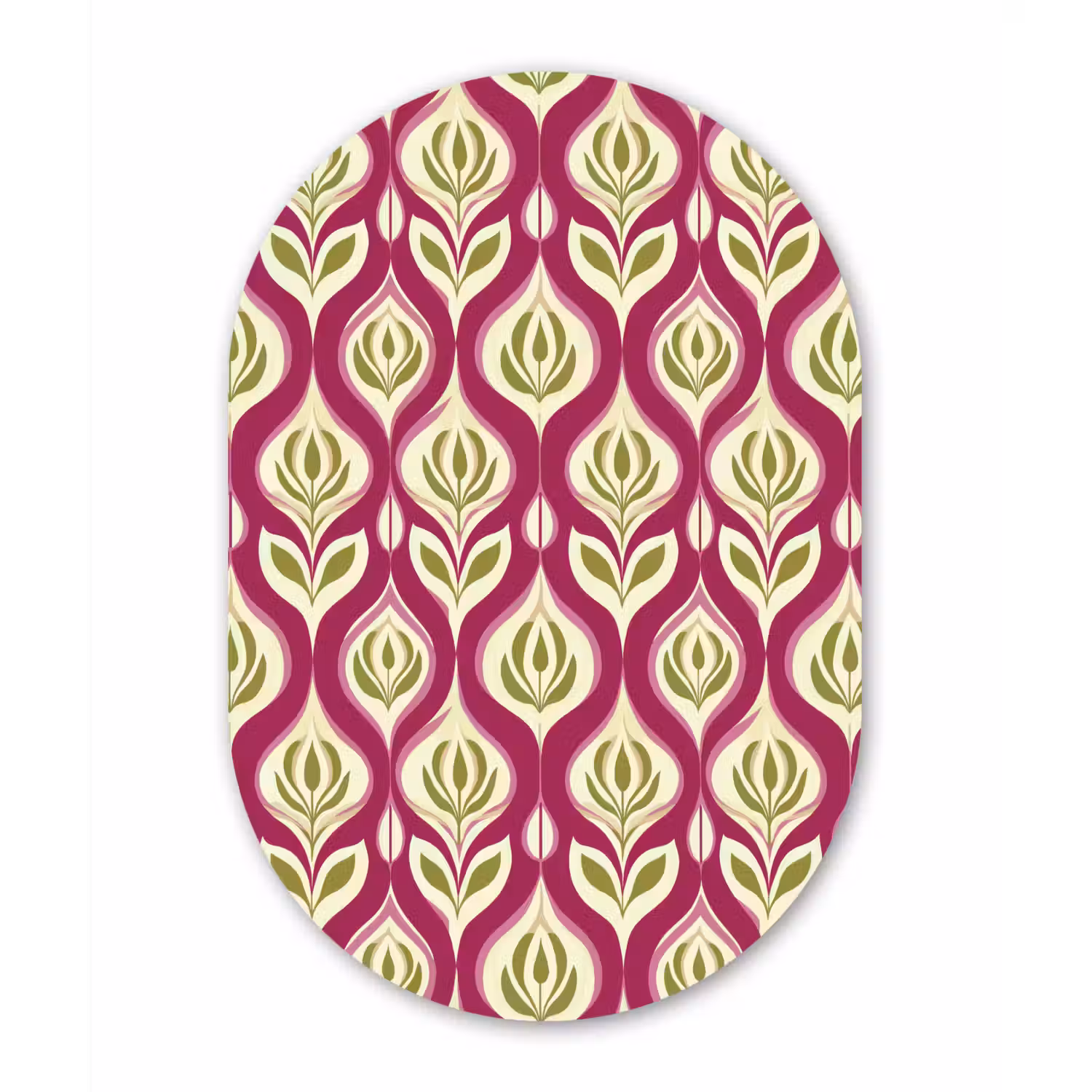 Retro - Floraal - Paars Wandcirkel Ovaal Forex klein 630 -3d