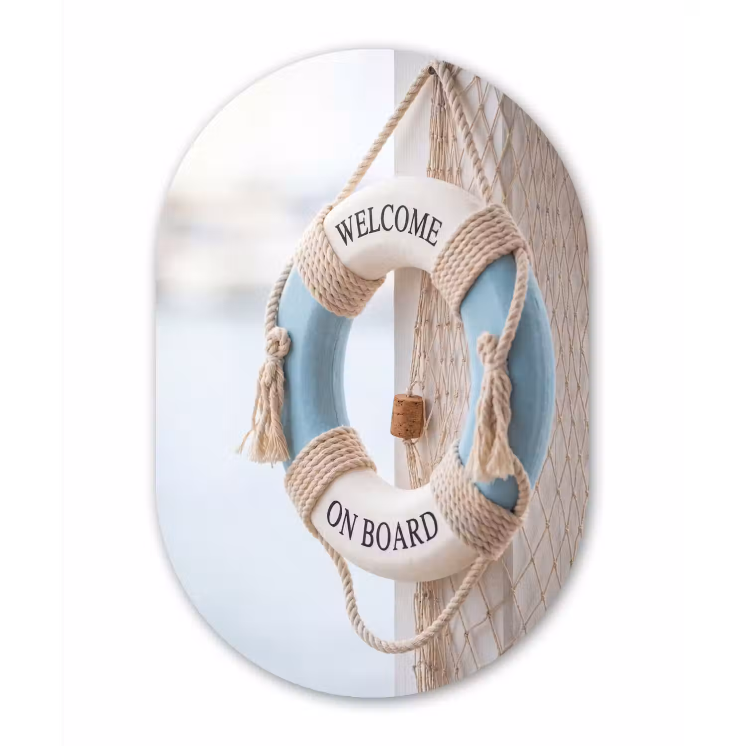 Reddingsboei - Maritiem - Welkom - Blauw - Wit Wandcirkel Ovaal Forex klein -3d