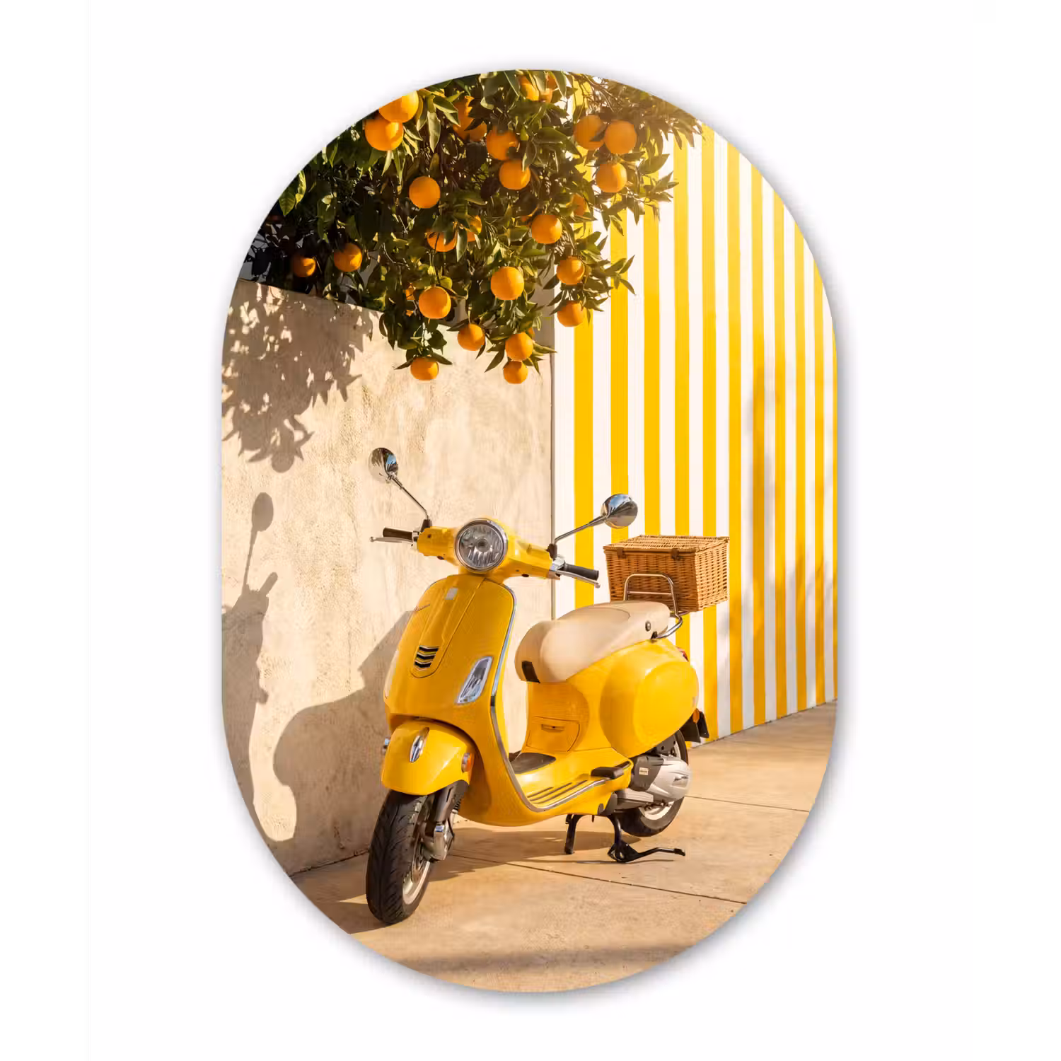 Scooter - Natuur - Zomer - Geel - Mediterraan Wandcirkel Ovaal Forex klein -3d