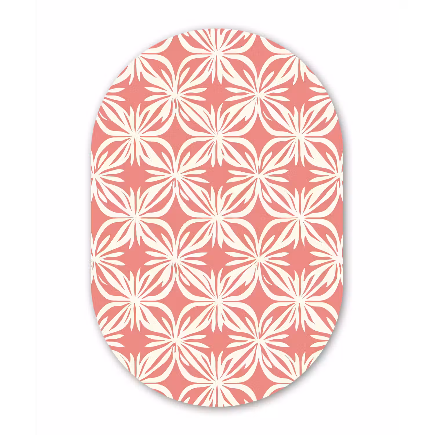 Roze - Bloemenmotief - Wit - Modern Wandcirkel Ovaal Forex klein 630 -3d