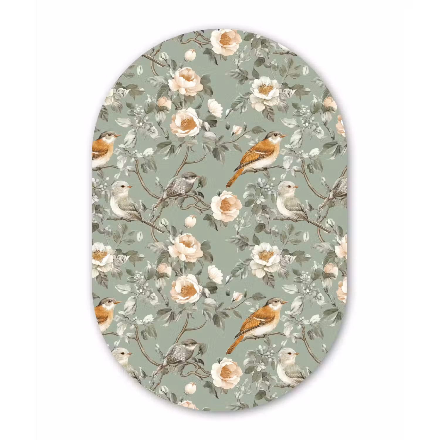 Roze - Vogels - Kleurrijk Wandcirkel Ovaal Forex klein 630 -3d