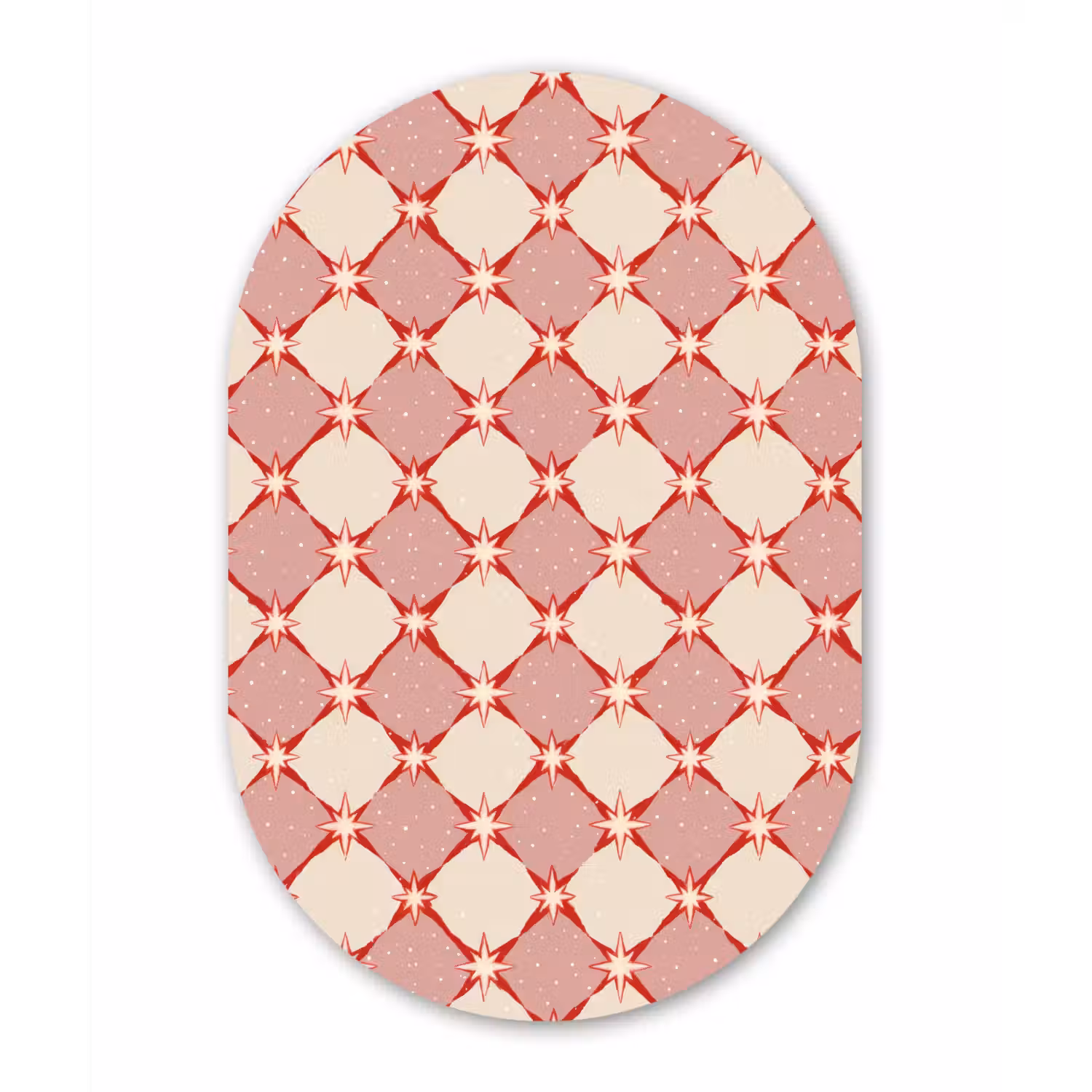 Ruiten - Sterren - Vintage - Oudroze - Rood Wandcirkel Ovaal Forex klein 630 -3d