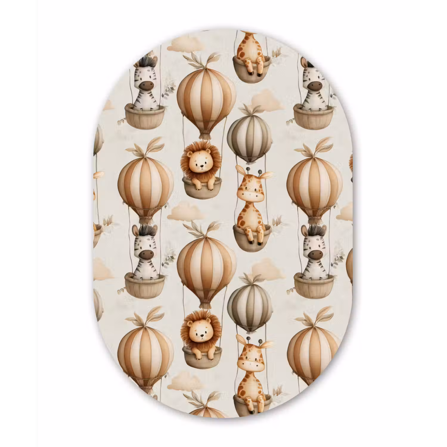 Safari - Luchtballonen - Taupe Wandcirkel Ovaal Forex klein 630 -3d