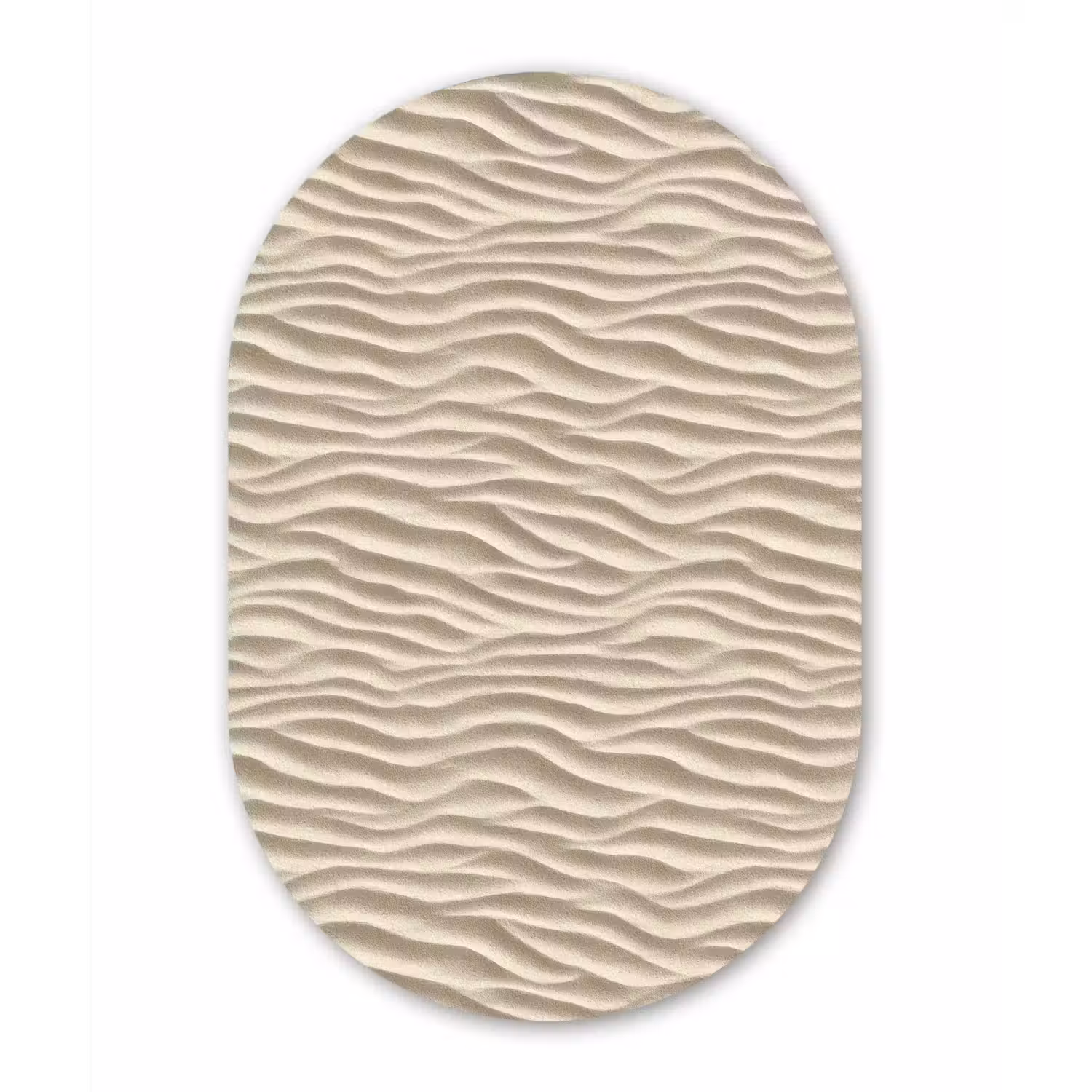 Zand - Golven - Beige Wandcirkel Ovaal Forex klein 630 -3d
