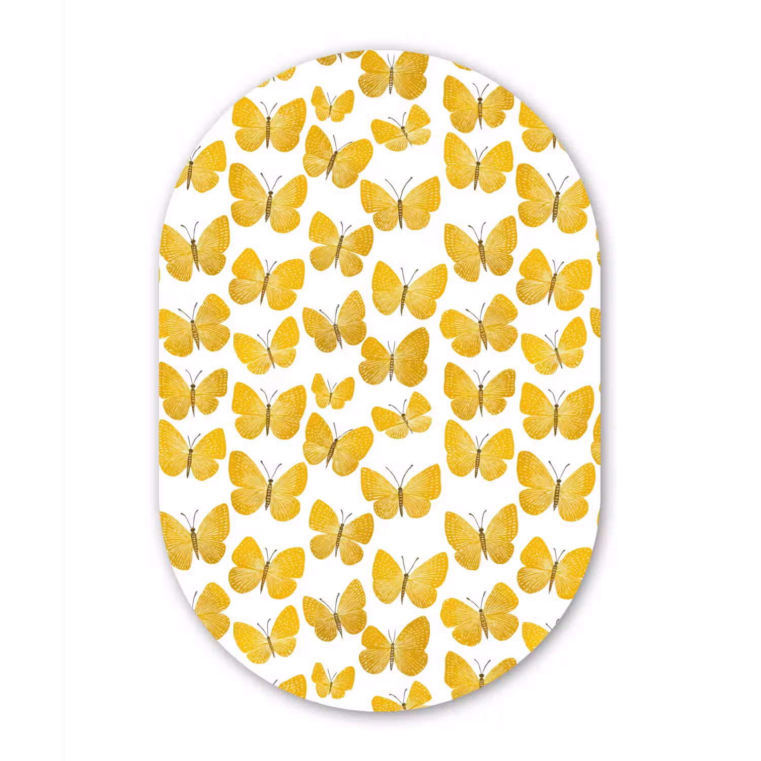 Vlinders - Botanisch - Illustratie - Geel - Wit Wandcirkel Ovaal Forex klein 630 -3d
