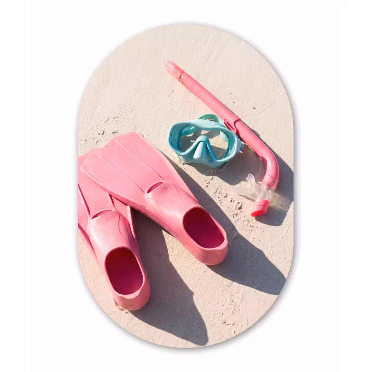 Snorkelset - Strand - Zomer - Roze Wandcirkel Ovaal Forex klein -3d