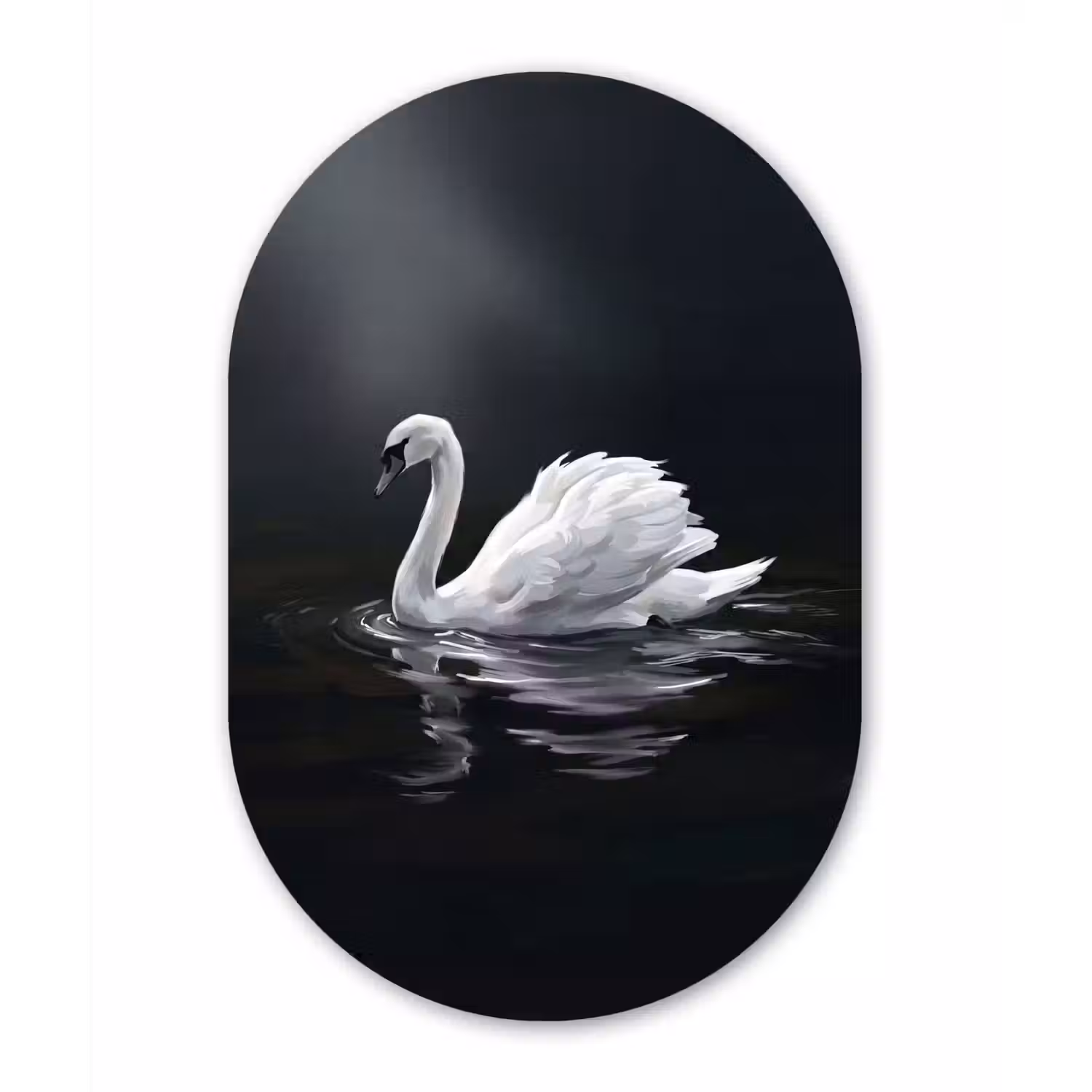 Zwaan - Water - Natuur - Realistisch - Wit Wandcirkel Ovaal Forex klein -3d