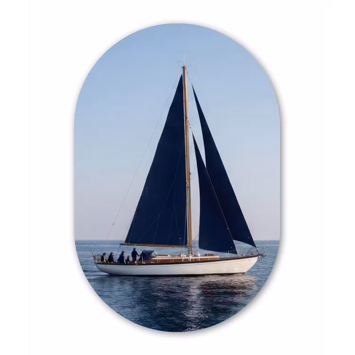 Zeilboot - Zee - Blauw Wandcirkel Ovaal Forex klein -3d