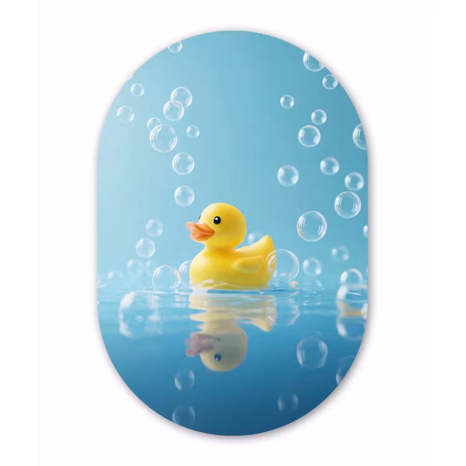 Bubbels - Badeend - Geel Wandcirkel Ovaal Forex klein -3d