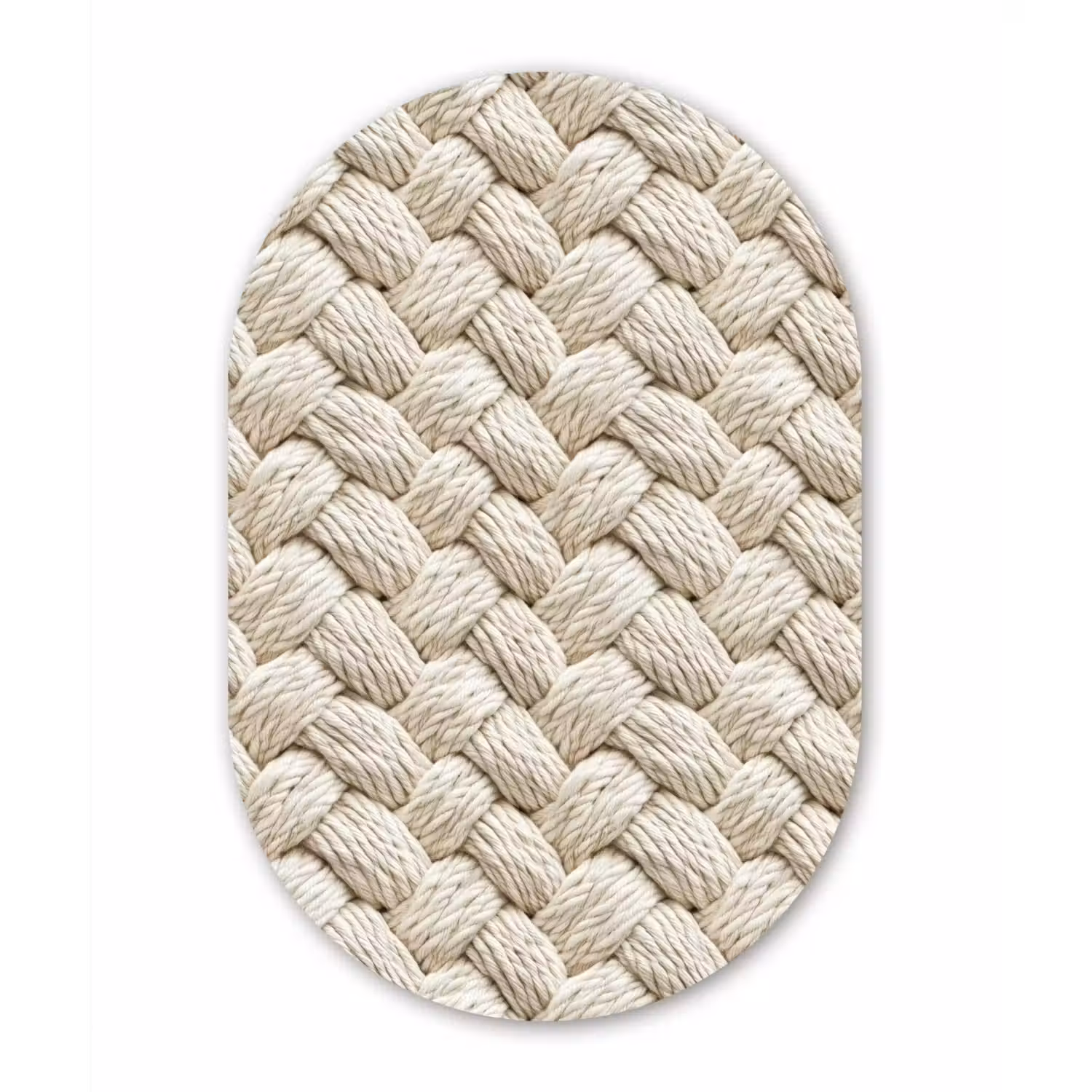 Touw - Gebreid - Beige Wandcirkel Ovaal Forex klein 630 -3d