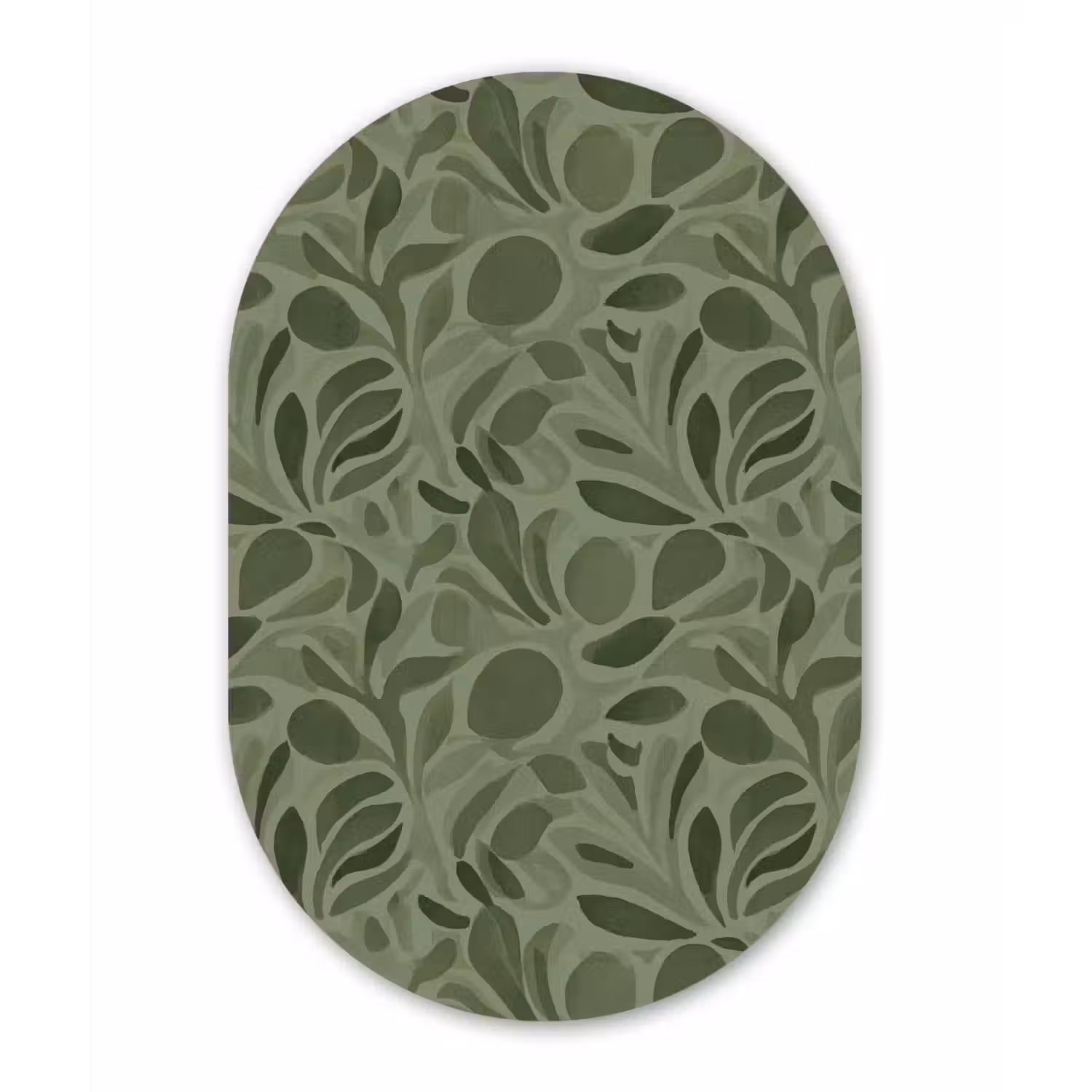 Sereen - Bladeren - Groen Wandcirkel Ovaal Forex klein 630 -3d