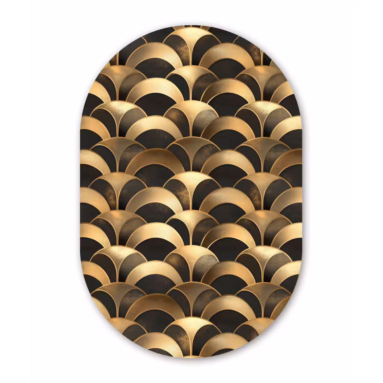 Schubben - Structuur - Goud Wandcirkel Ovaal Forex klein 630 -3d