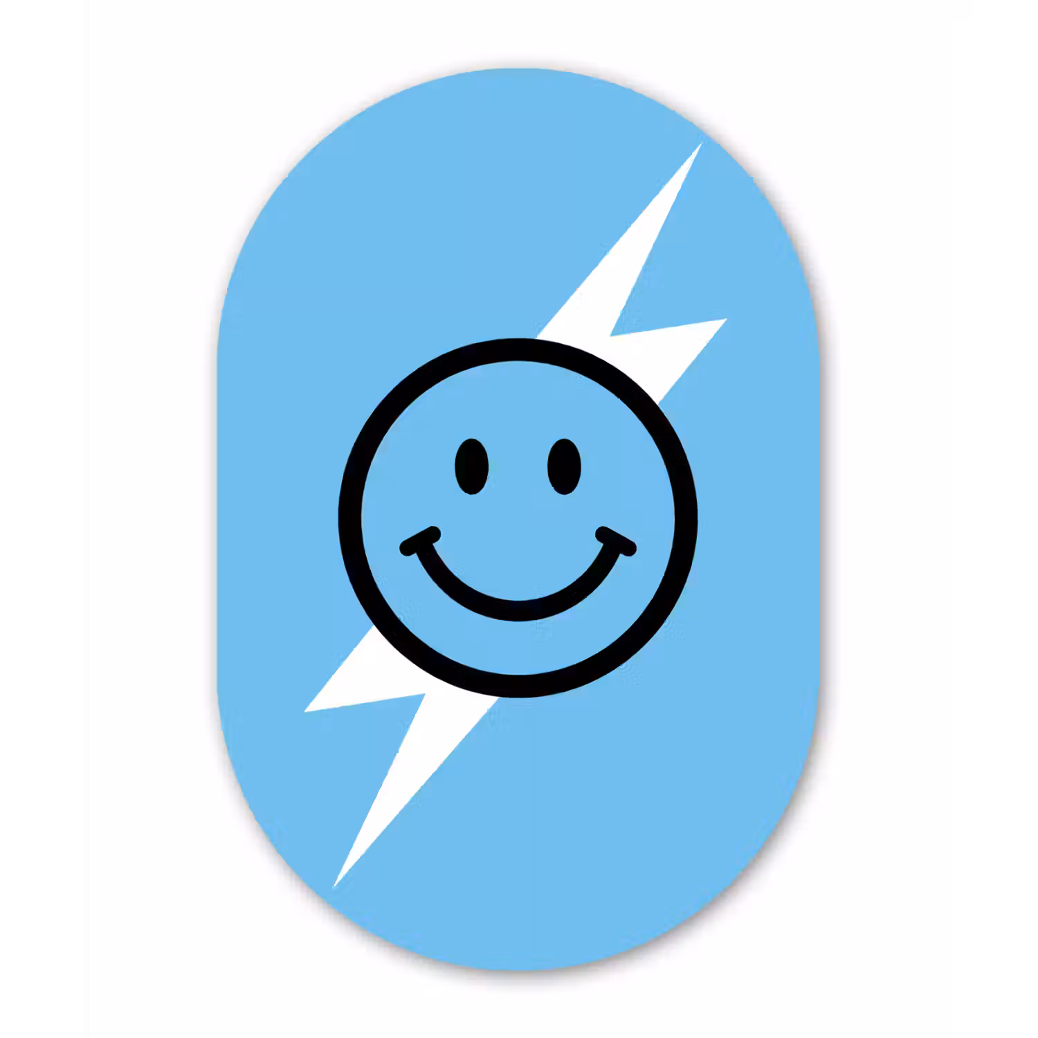Smiley - Blauw - Bliksem Wandcirkel Ovaal Forex klein -3d