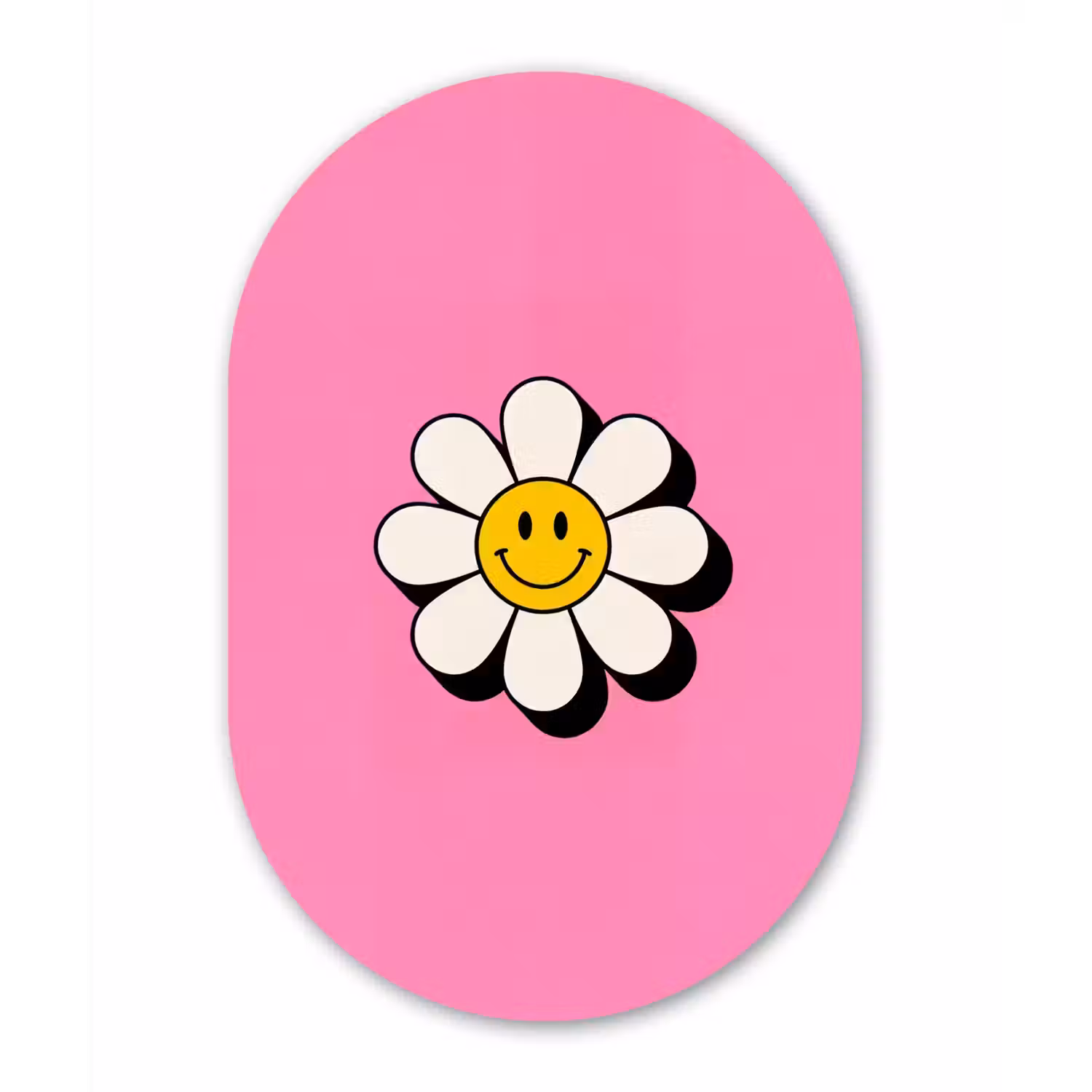 Smiley - Bloem - Roze Wandcirkel Ovaal Forex klein -3d