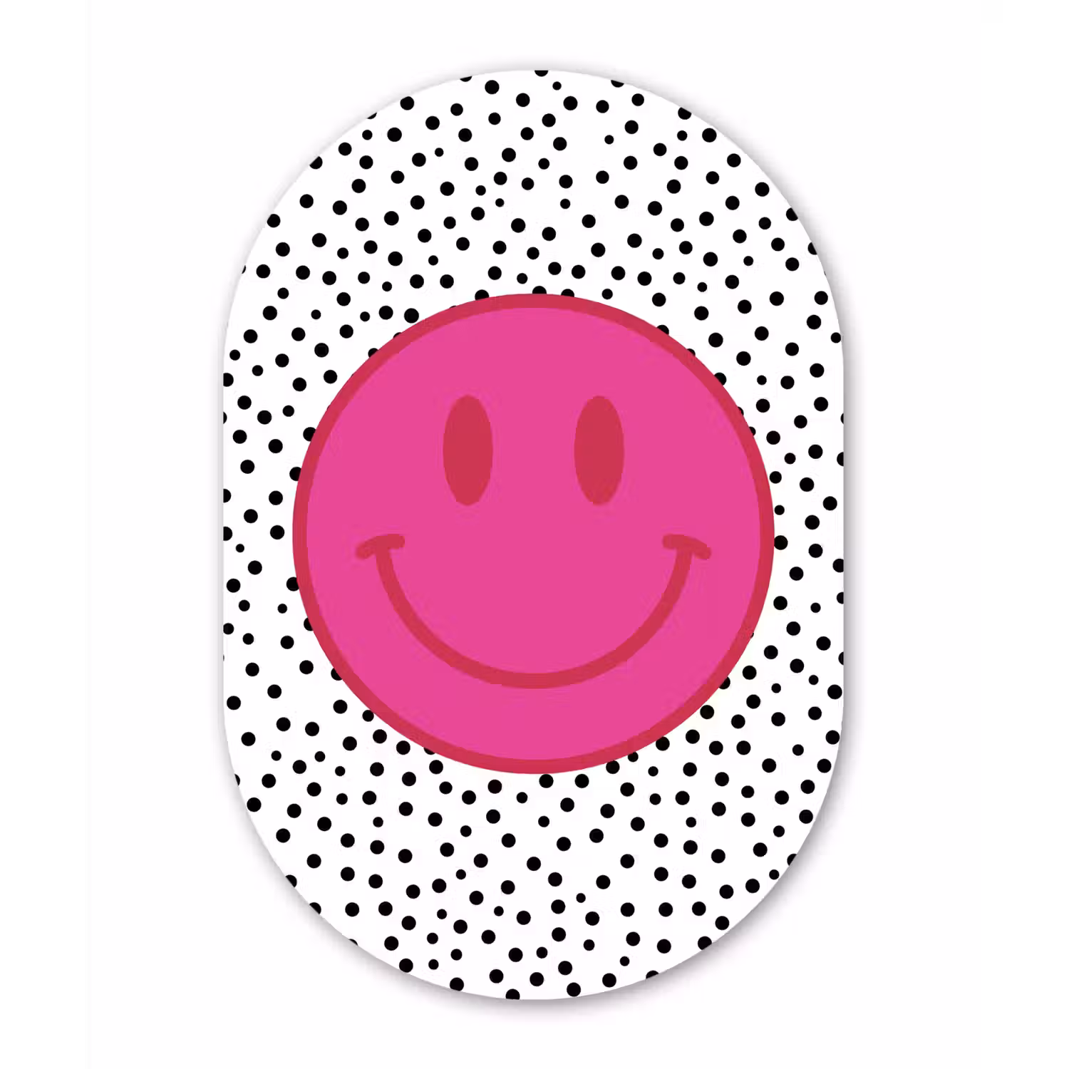 Smiley - Roze - Stippen Wandcirkel Ovaal Forex klein -3d