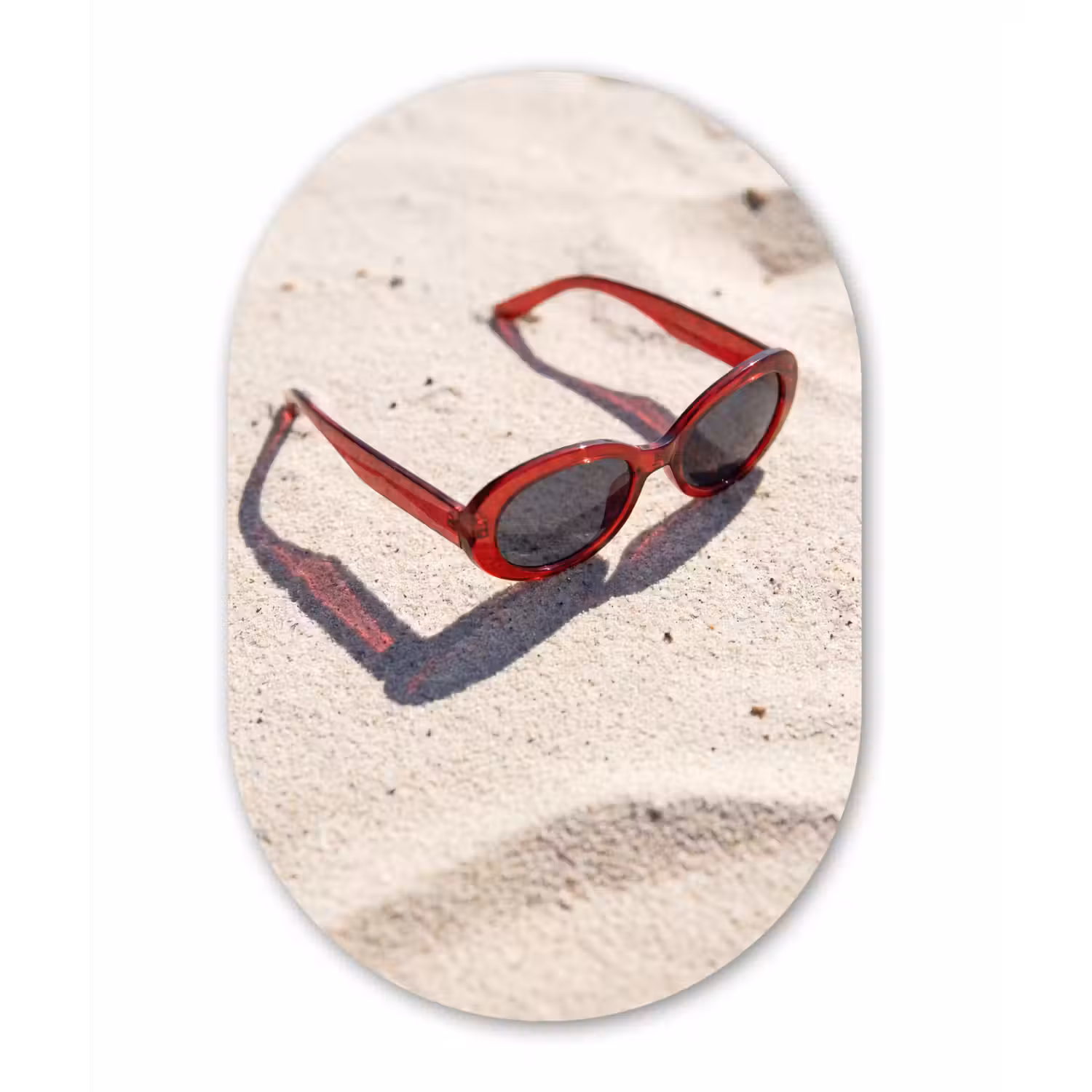 Zonnebril - Strand - Vakantie - Rood Wandcirkel Ovaal Forex klein -3d