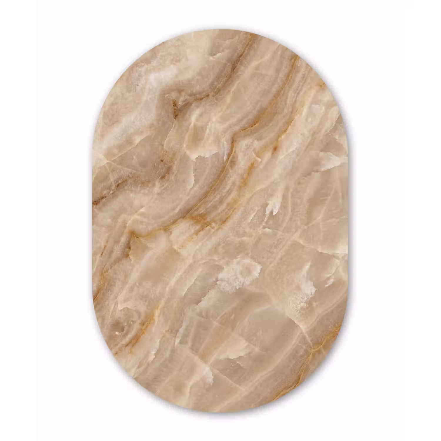 Steen - Ader - Natuur - Modern - Beige Wandcirkel Ovaal Forex klein -3d