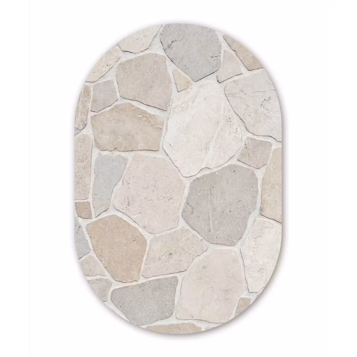 Steen - Patroon - Textuur - Beige Wandcirkel Ovaal Forex klein -3d