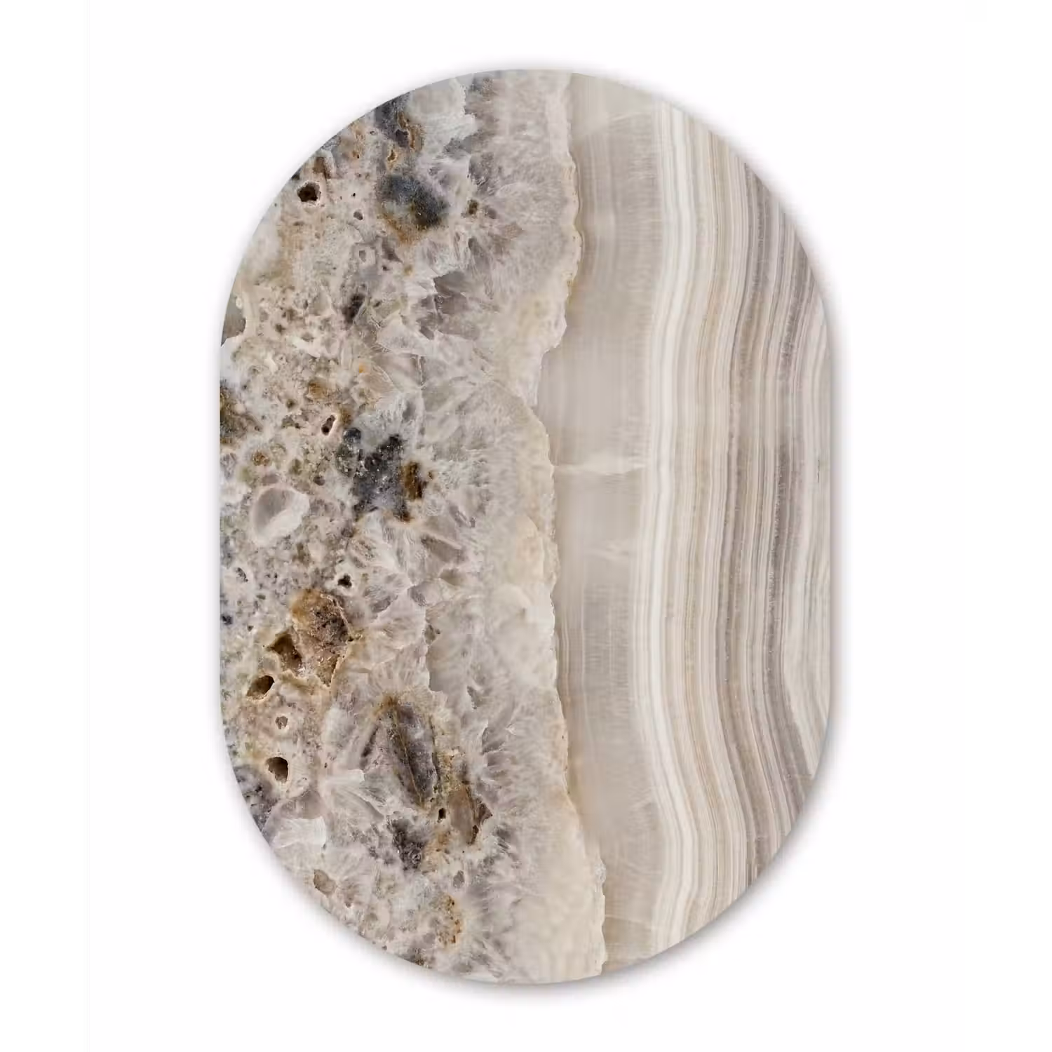 Steen - Textuur - Abstract - Beige - Wit Wandcirkel Ovaal Forex klein -3d
