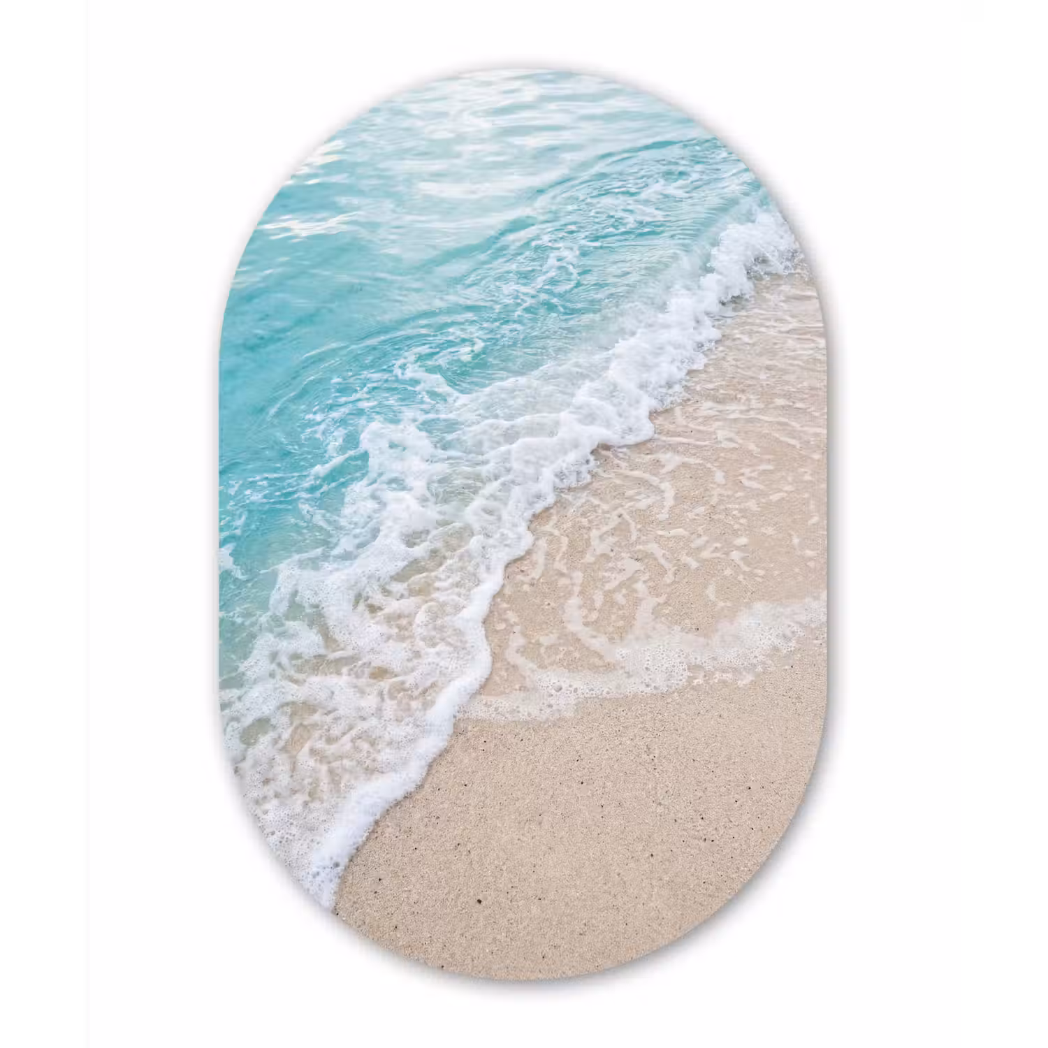 Strand - Zee - Golf - Natuur - Blauw Wandcirkel Ovaal Forex klein -3d