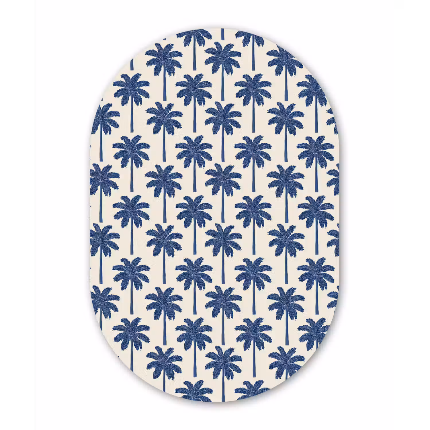 Symmetrisch - Palm - Blauw Wandcirkel Ovaal Forex klein 630 -3d