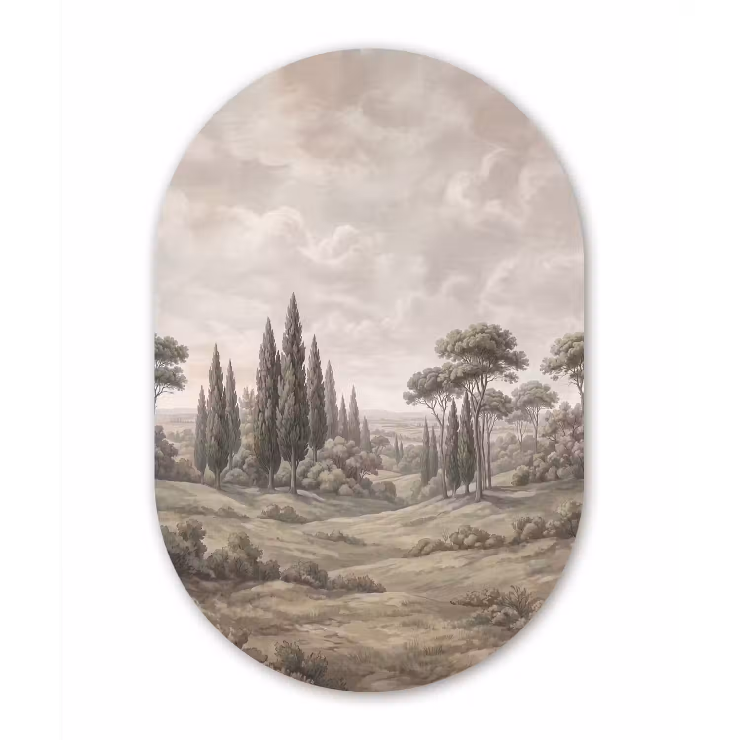 Vallei - Bos - Natuur - Groen Wandcirkel Ovaal Forex klein -3d