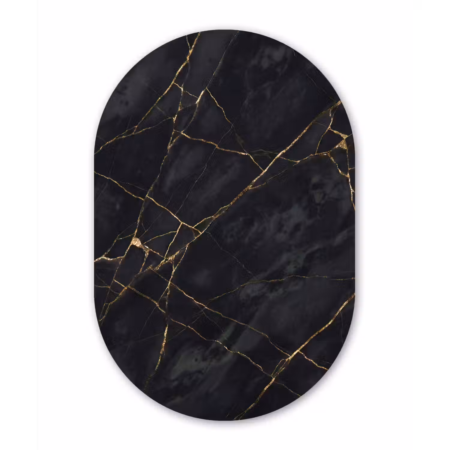 Textuur - Gouden lijnen - Abstract - Modern - Zwart Wandcirkel Ovaal Forex klein -3d