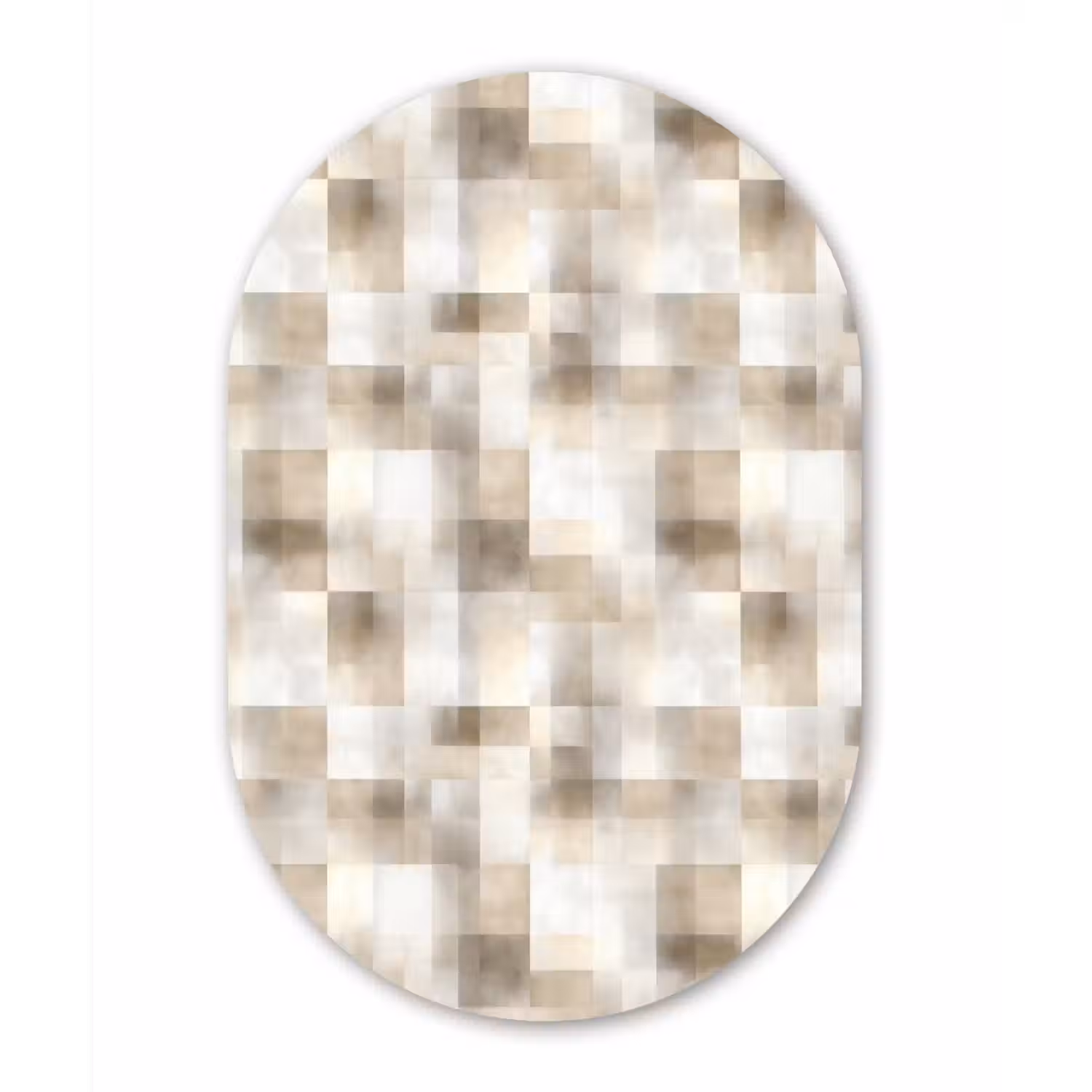 Textuur - Linnen - Beige Wandcirkel Ovaal Forex klein 630 -3d