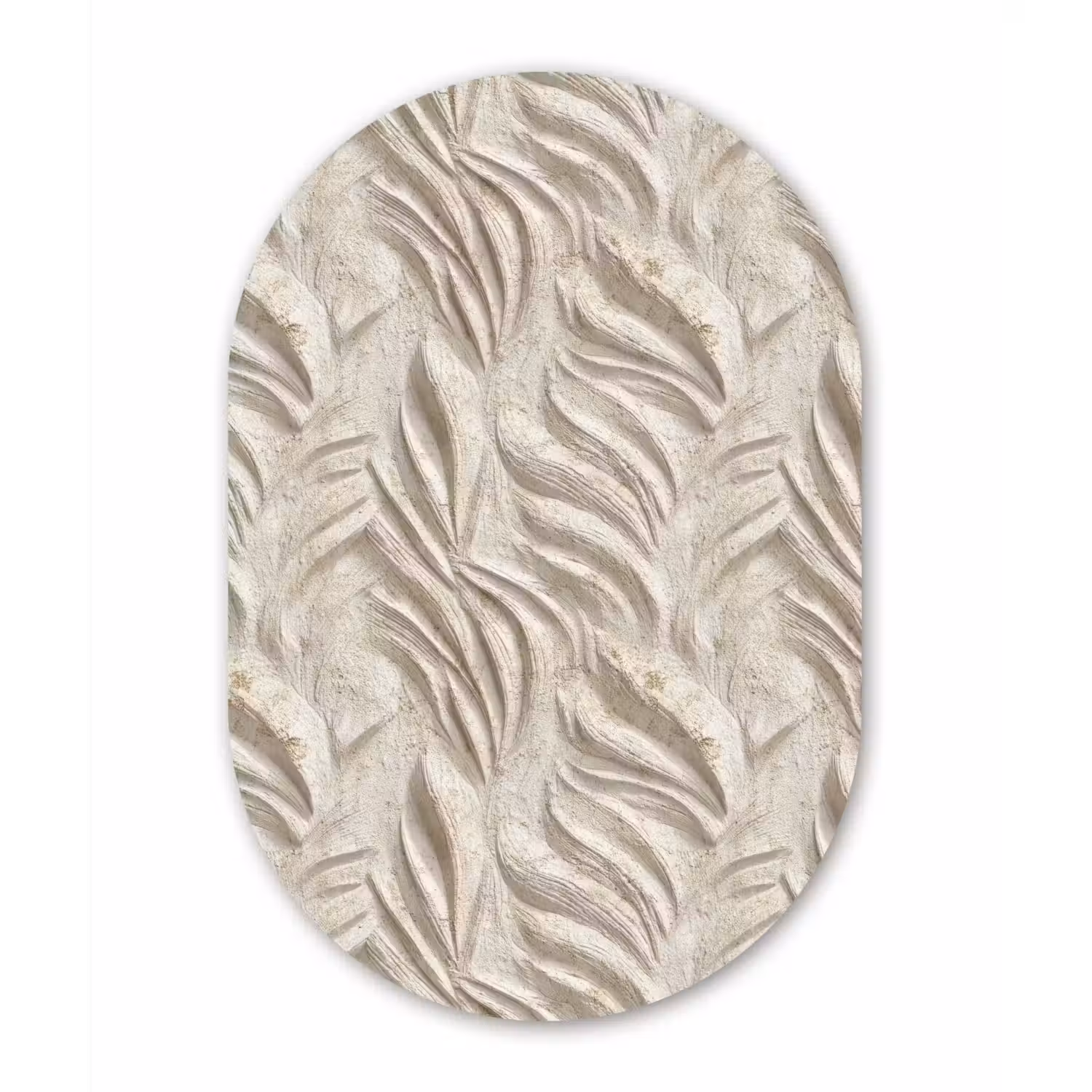 Textuur - Reliëf - Beige Wandcirkel Ovaal Forex klein 630 -3d
