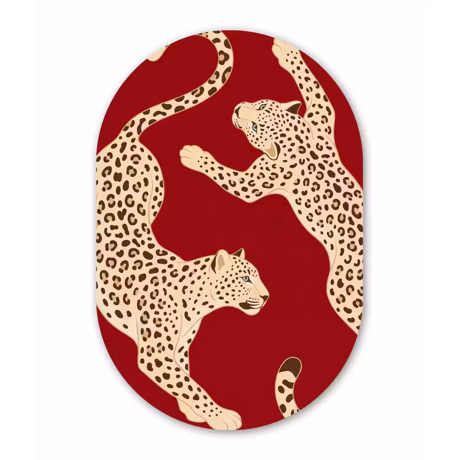 Dieren - Luipaard - Abstract - Rood - Modern Wandcirkel Ovaal Forex klein -3d