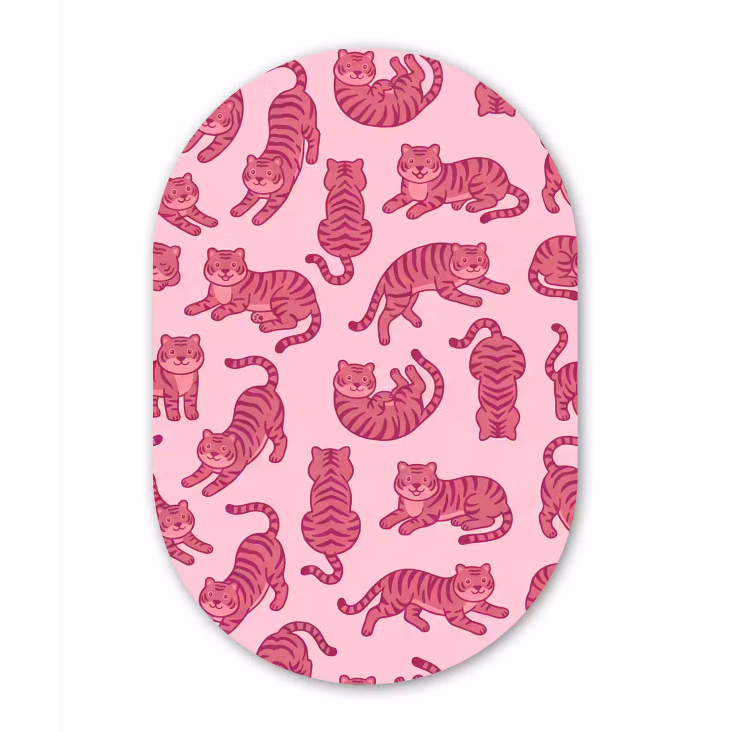 Dieren - Patroon - Roze - Speels - Cartoon Wandcirkel Ovaal Forex klein -3d