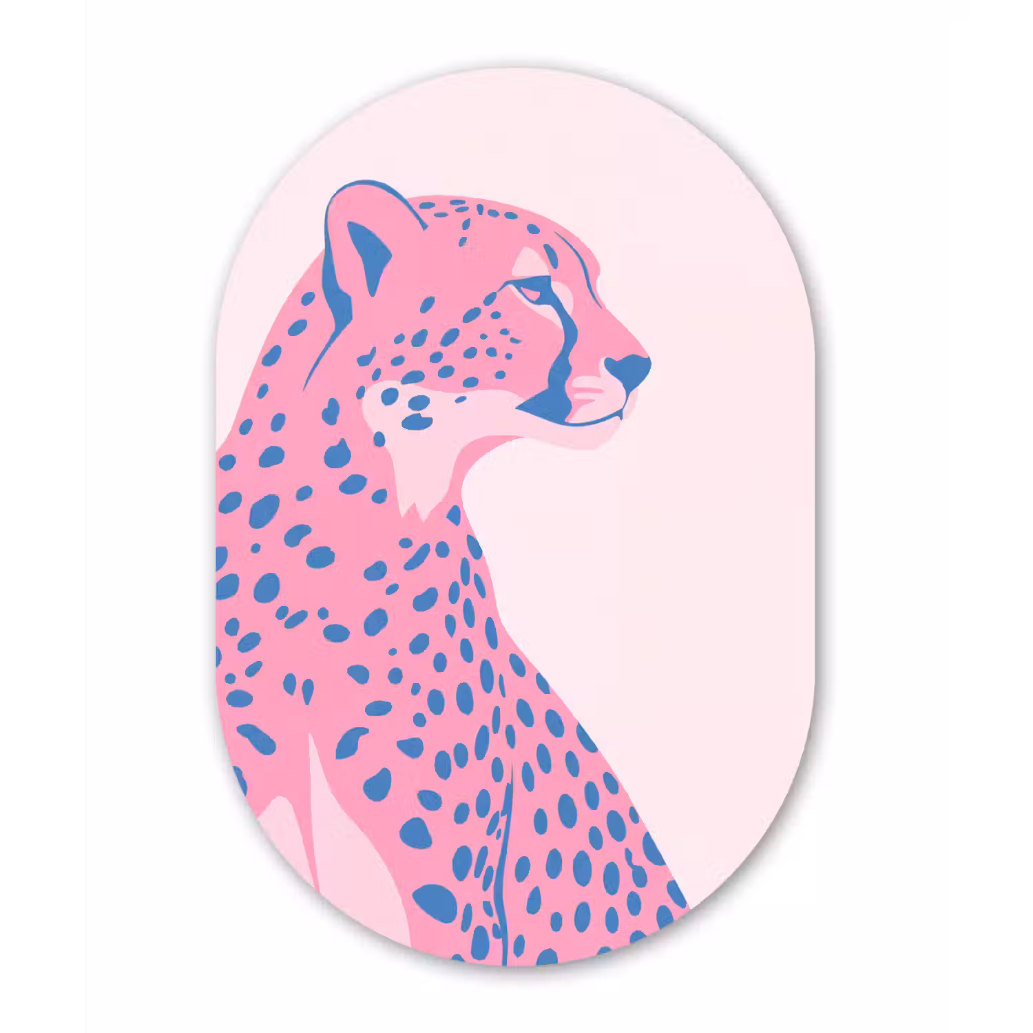 Dieren - Profiel - Abstract - Roze - Blauw Wandcirkel Ovaal Forex klein -3d