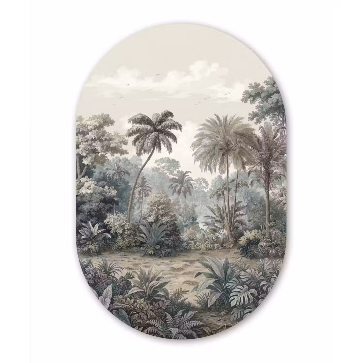Tropisch - Landschap - Illustratie Wandcirkel Ovaal Forex klein -3d