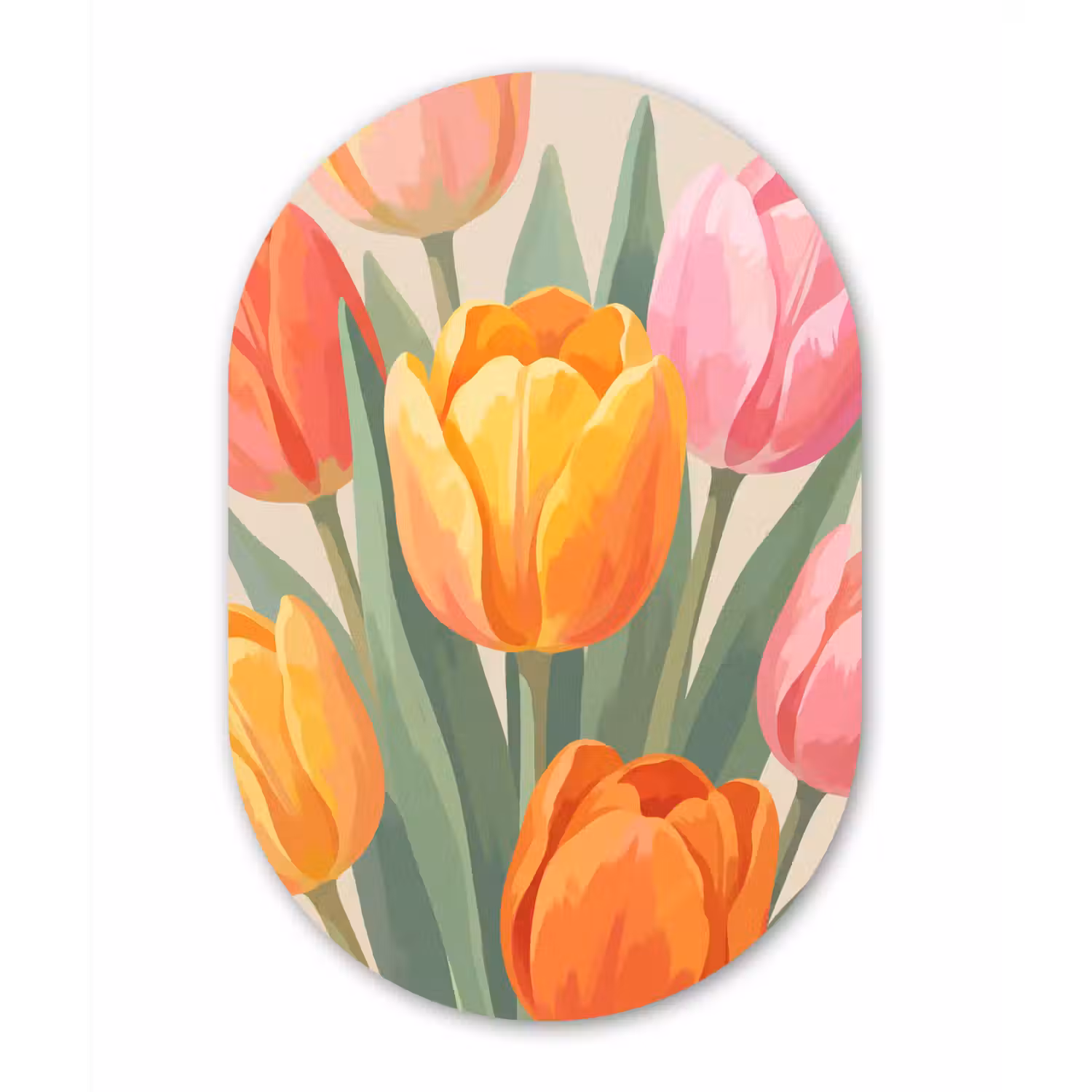 Tulpen - Abstract - Kleurrijk Wandcirkel Ovaal Forex klein -3d