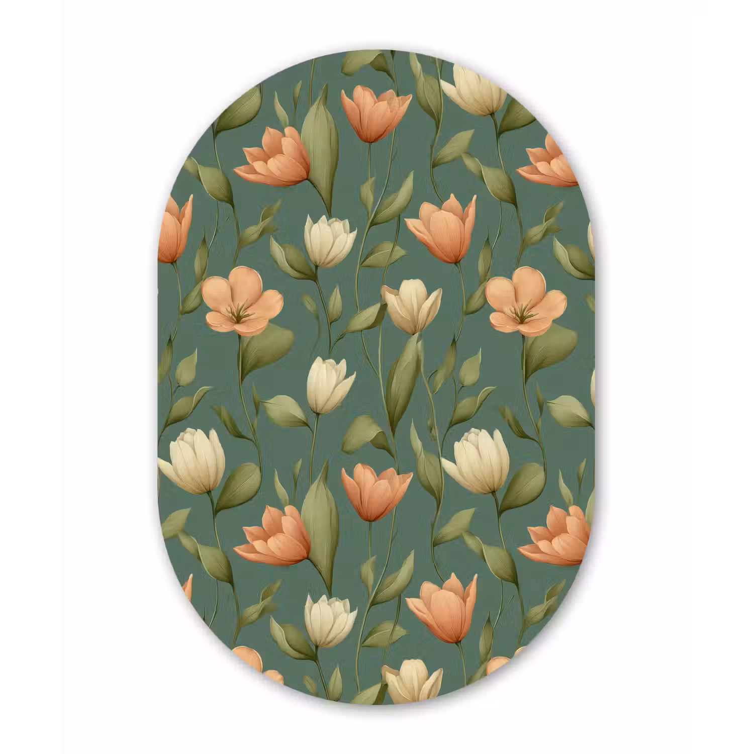 Tulpen - Botanisch - Groen Wandcirkel Ovaal Forex klein 630 -3d