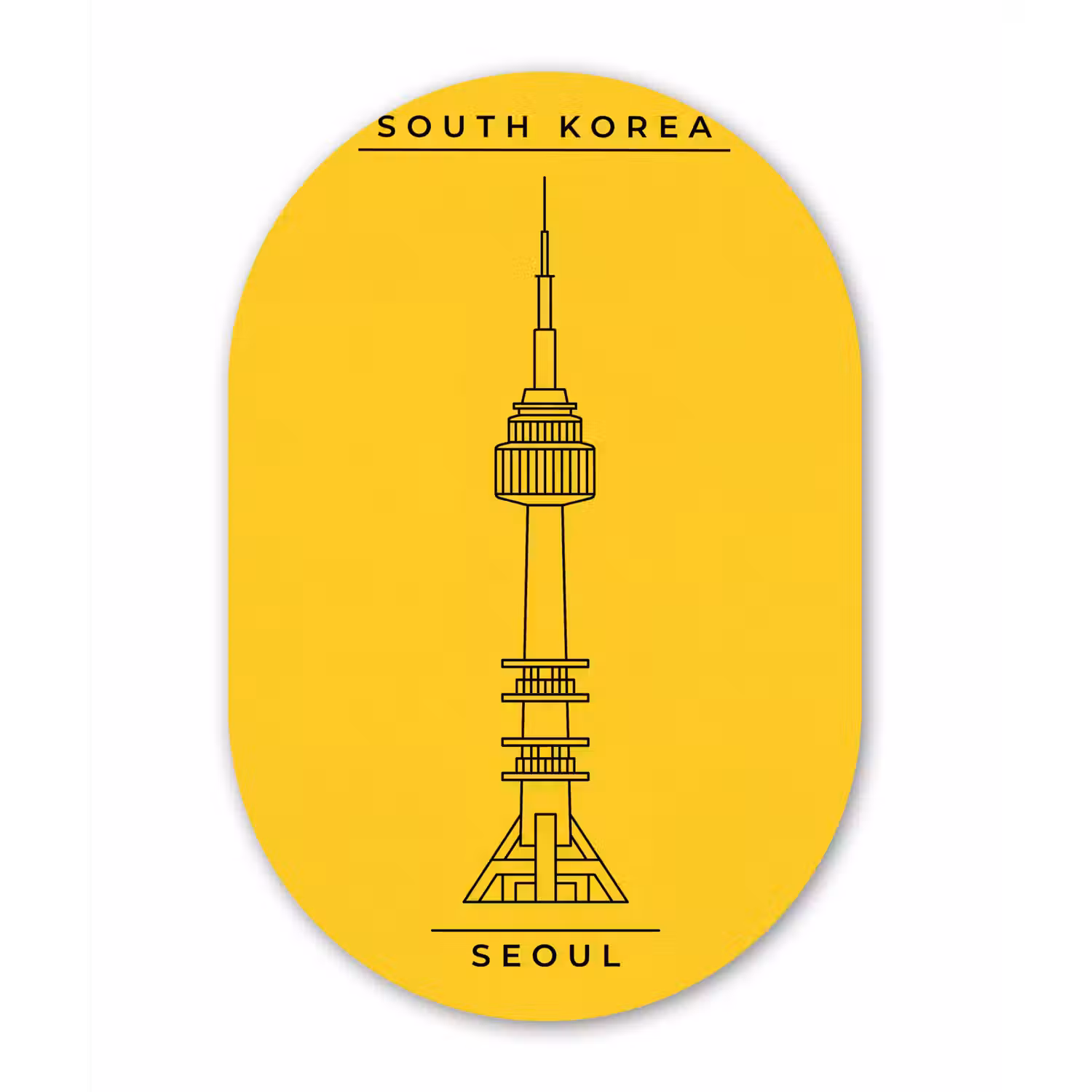 Toren - Seoul - Architectuur - Minimalistisch - Geel Wandcirkel Ovaal Forex klein -3d