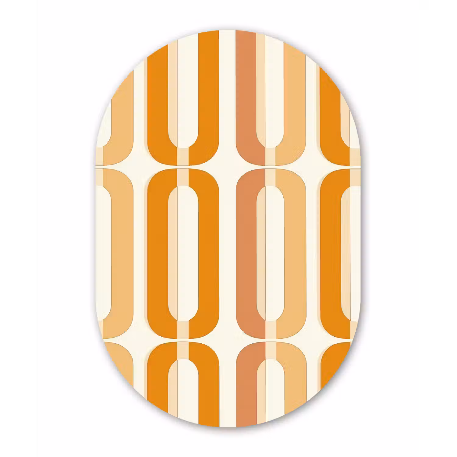 U-vorm - Retro - Oranje Wandcirkel Ovaal Forex klein 630 -3d