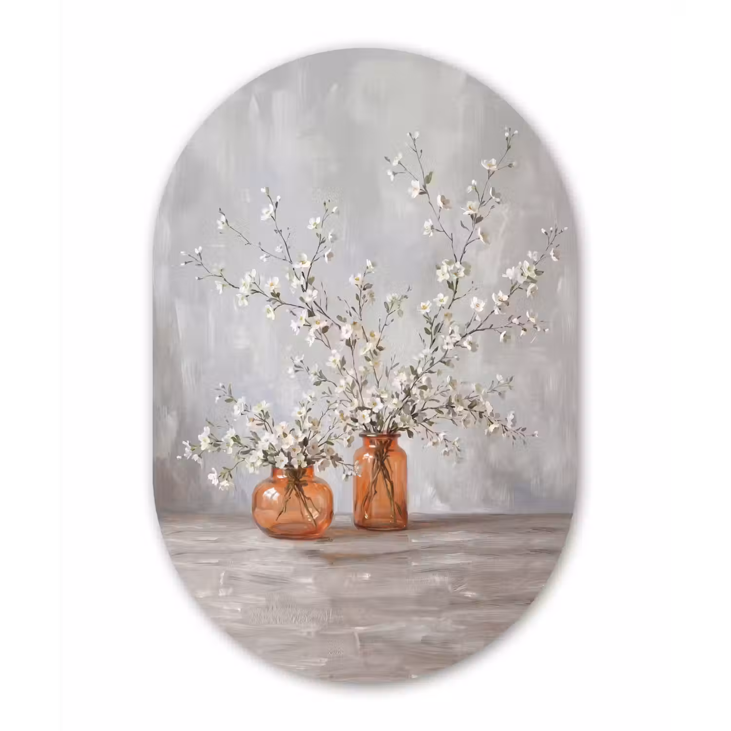 Vazen - Bloemen - Oranje Wandcirkel Ovaal Forex klein -3d