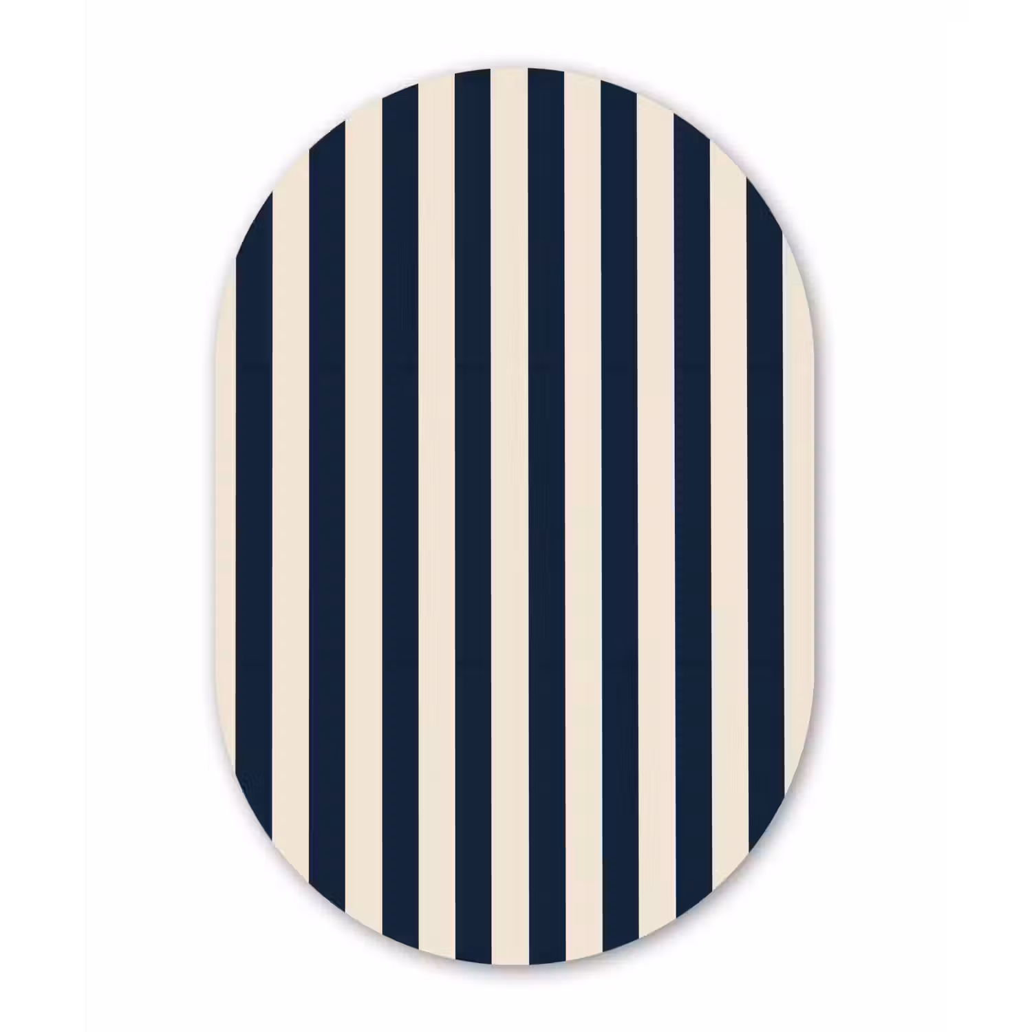 Verticale strepen - Blauw - Crème Wandcirkel Ovaal Forex klein 630 -3d