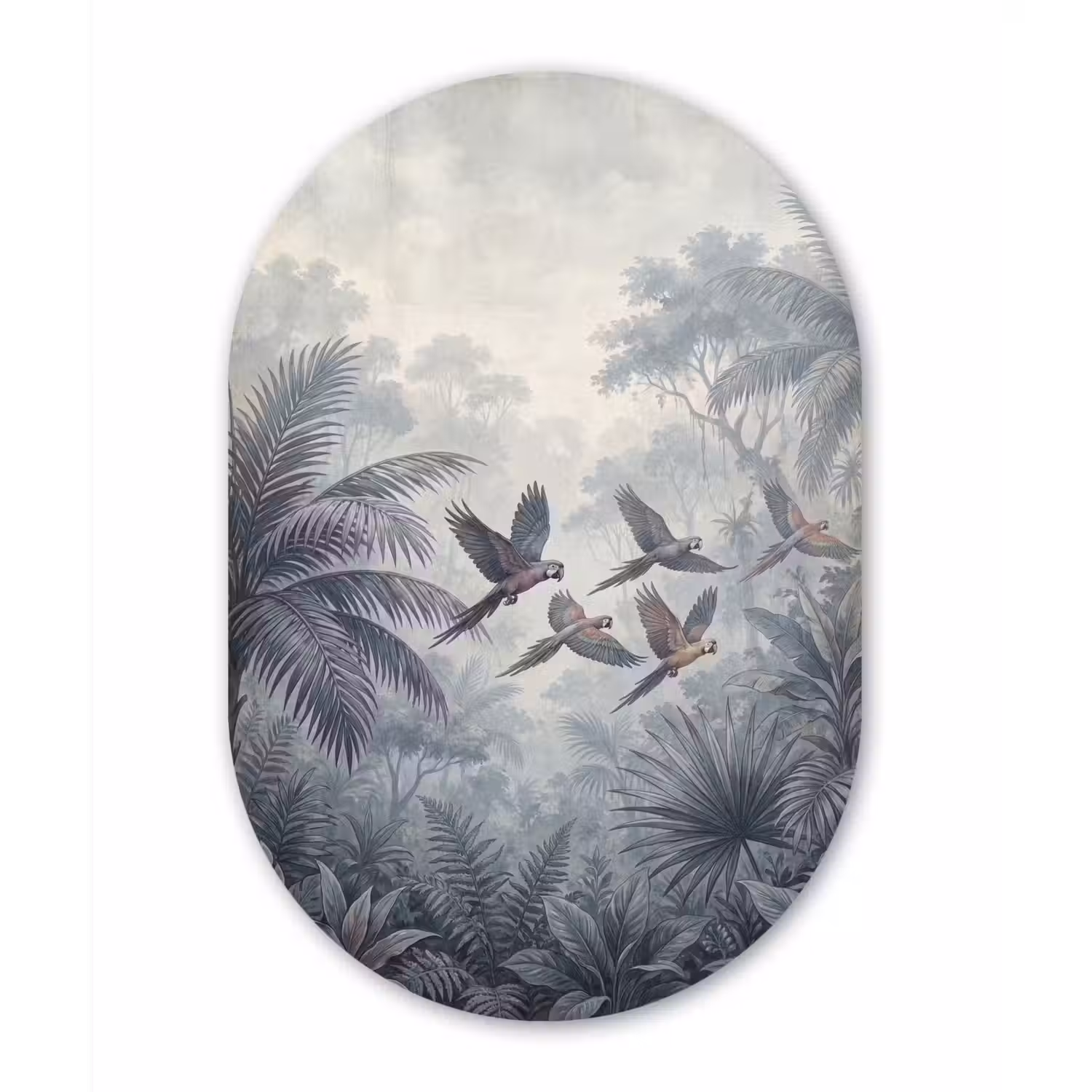 Vogel - Vliegend - Jungle - Vintage - Dieren Wandcirkel Ovaal Forex klein -3d