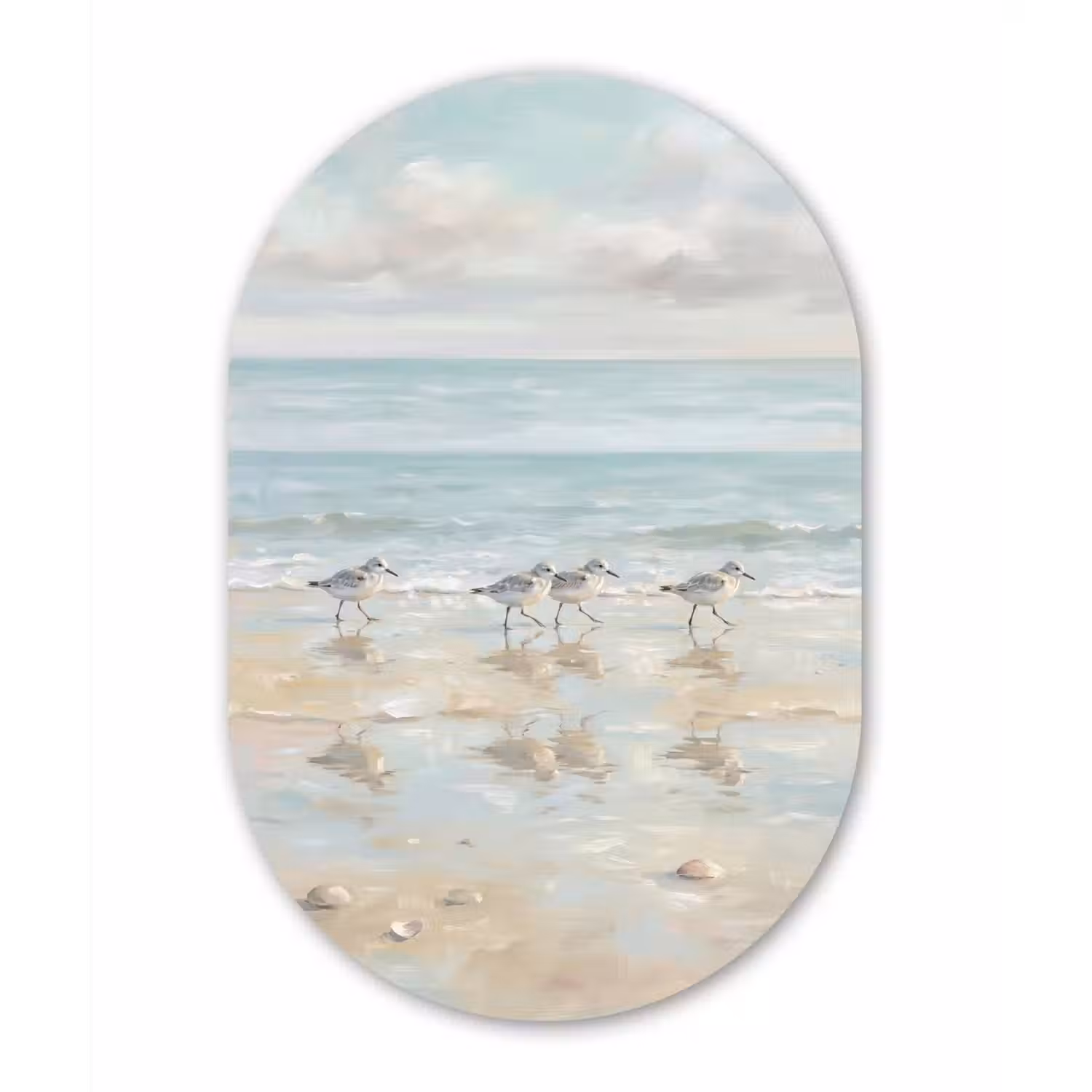 Vogels - Strand - Zee Wandcirkel Ovaal Forex klein -3d