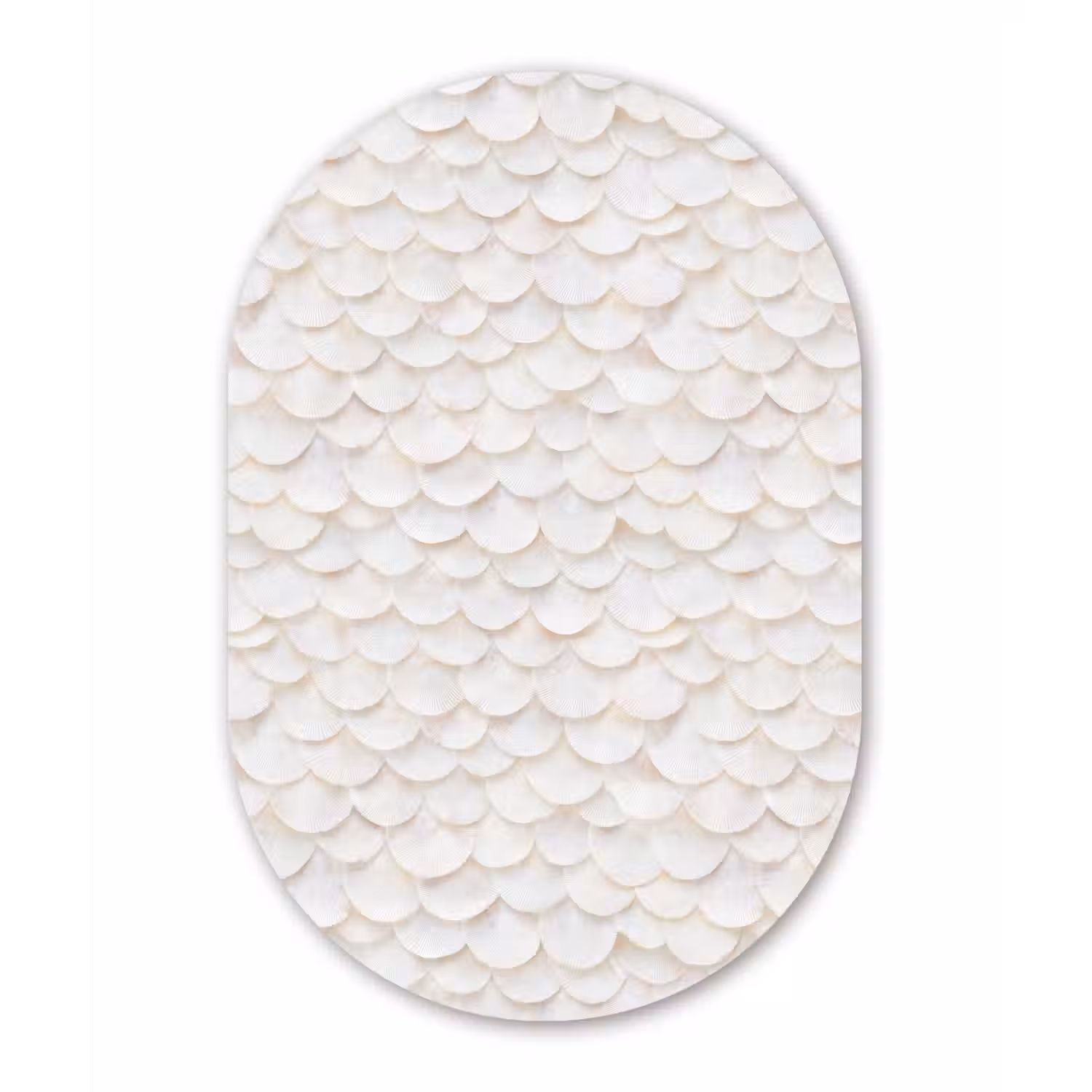 Schubben - Wit - Elegant Wandcirkel Ovaal Forex klein 630 -3d