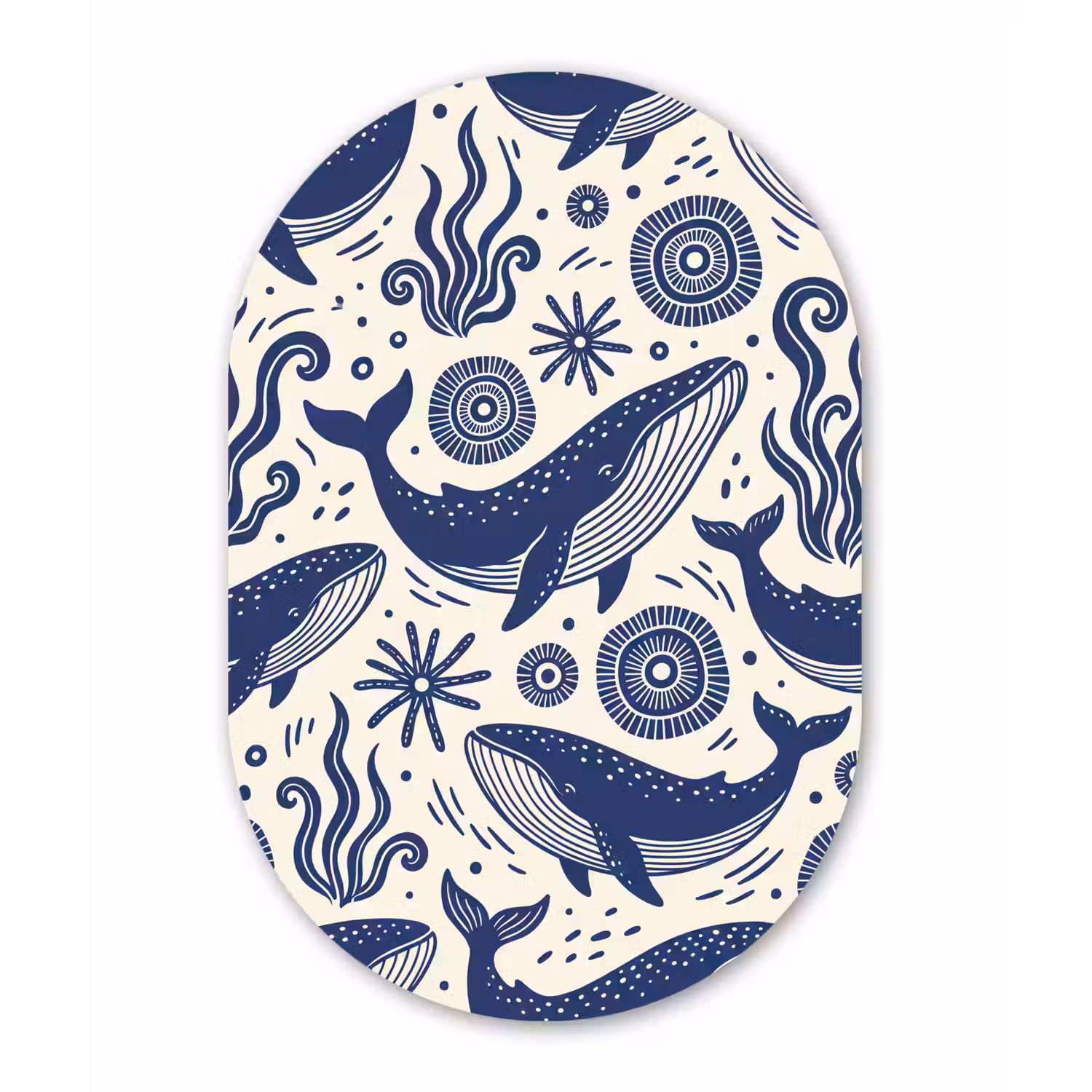 Walvis - Onderwater - Dieren - Abstract - Blauw Wandcirkel Ovaal Forex klein -3d