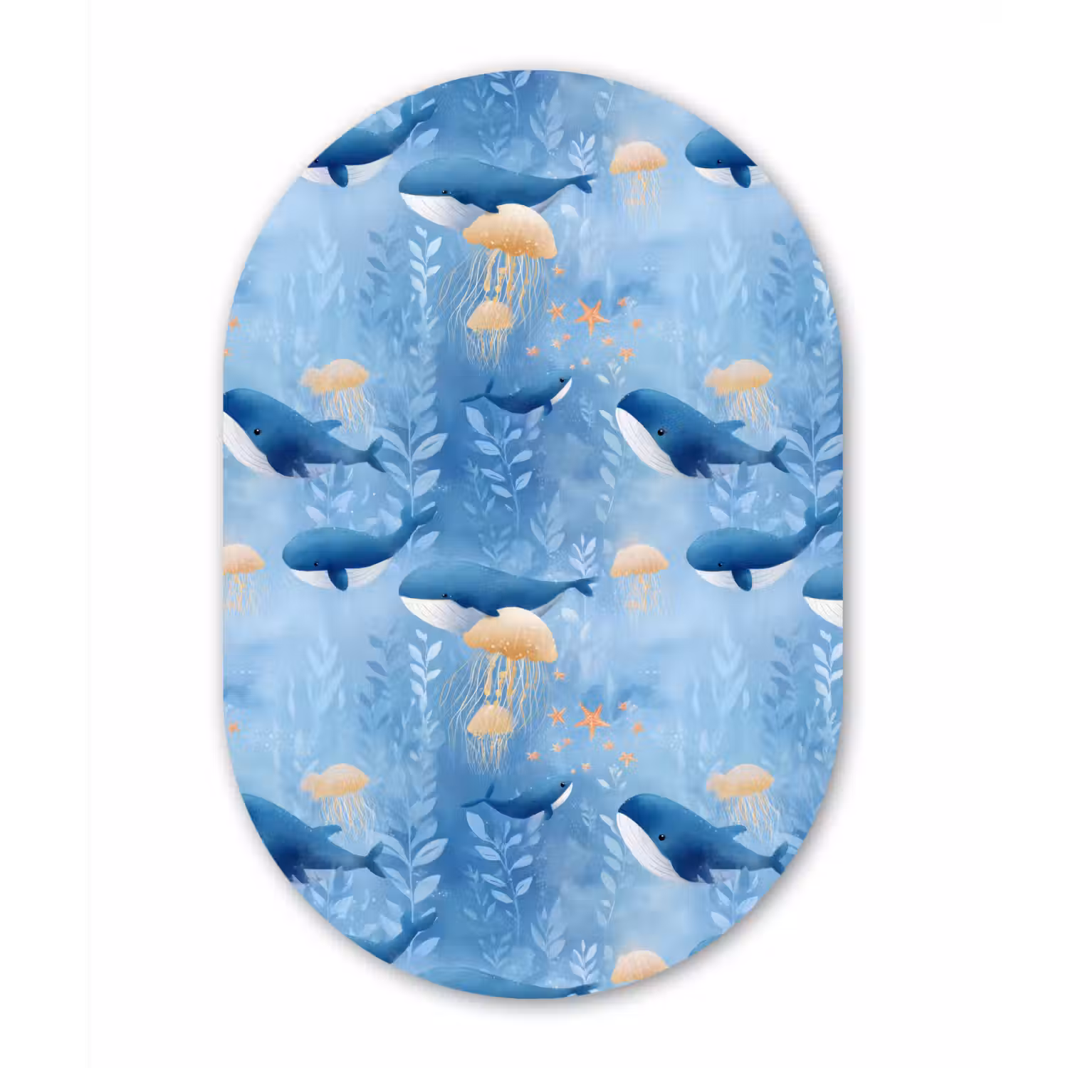 Walvissen - Oceaan - Blauw Wandcirkel Ovaal Forex klein 630 -3d