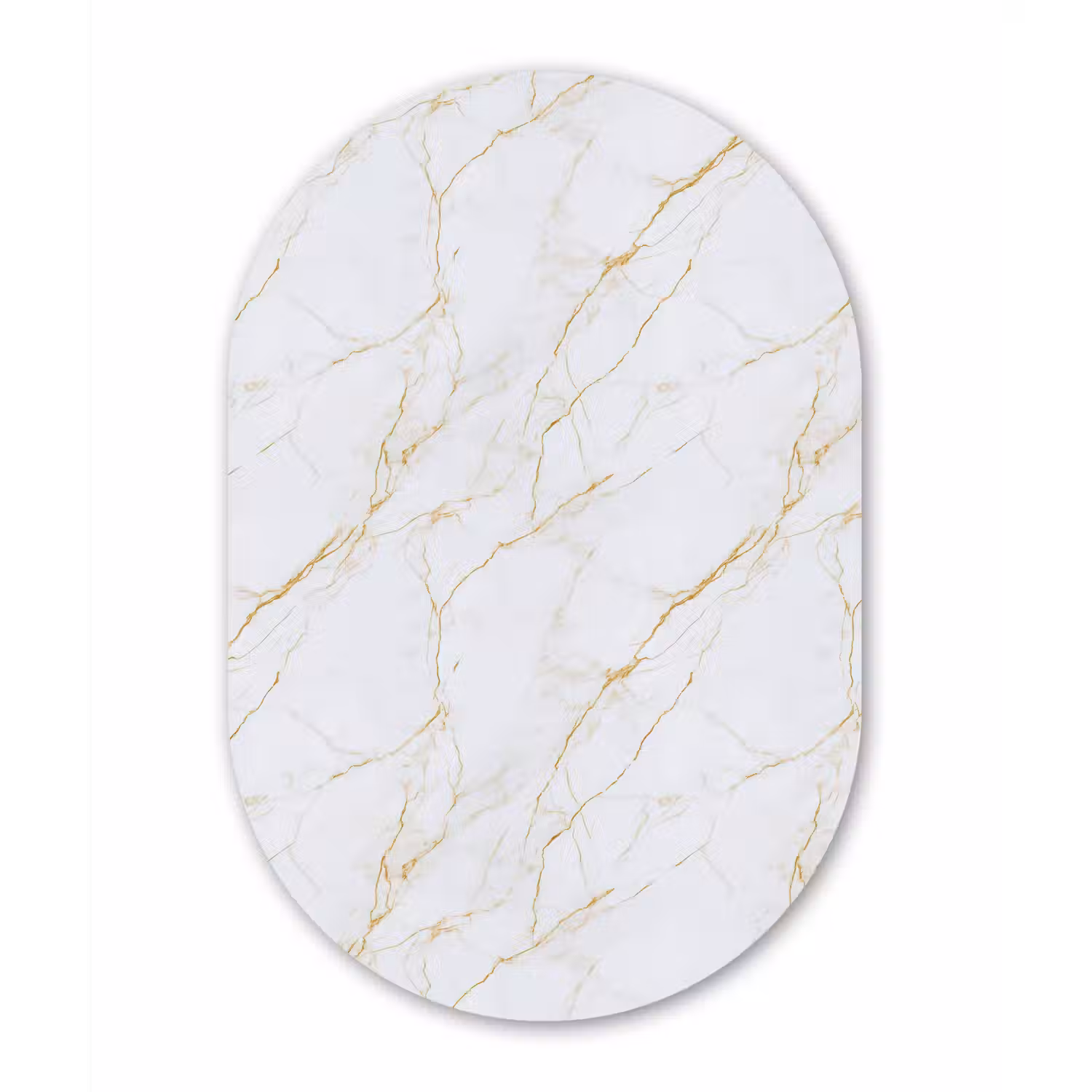 Wit - Marmer - Goud - Luxueus Wandcirkel Ovaal Forex klein 630 -3d