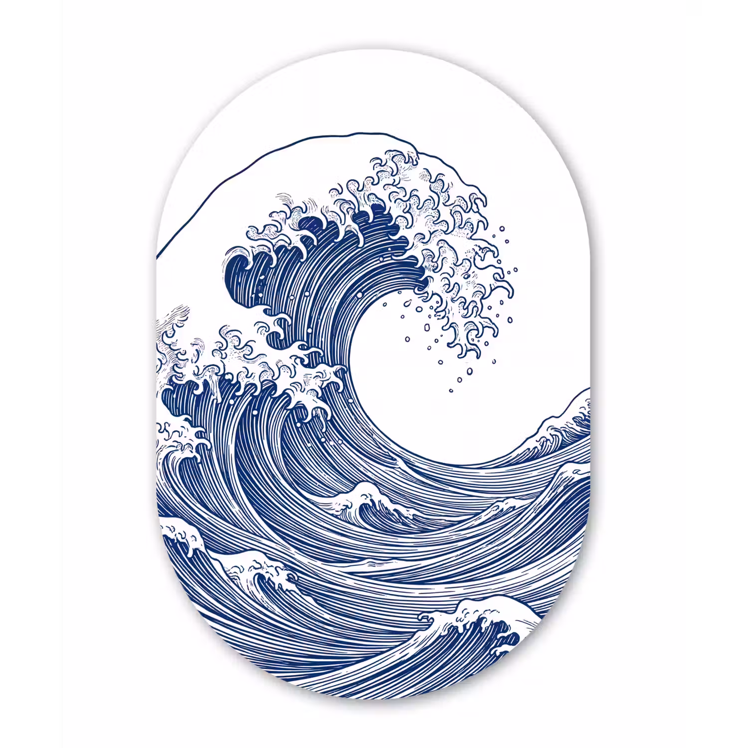 Golf - Japans - Zee - Illustratie - Blauw Wandcirkel Ovaal Forex klein -3d