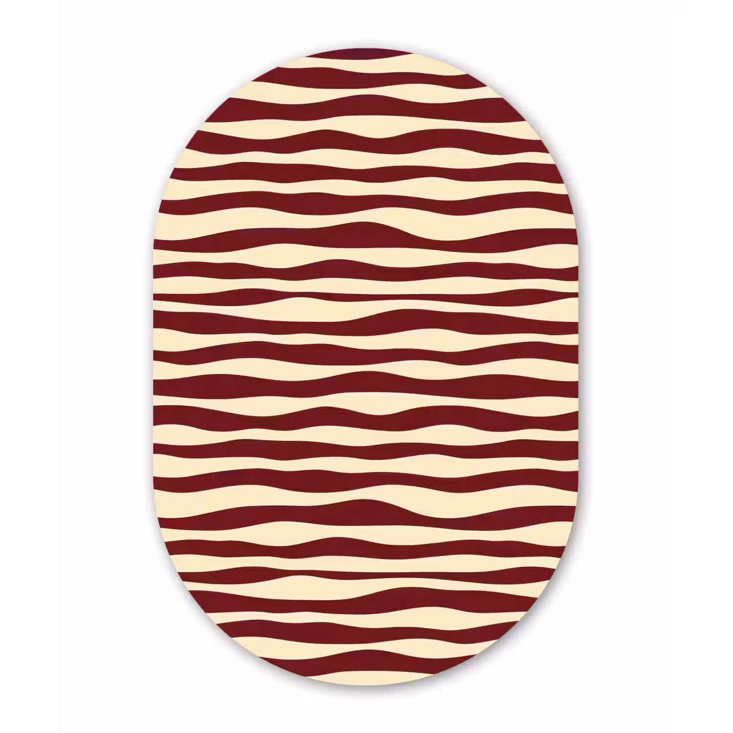 Golven - Rood - Patroon - Crème Wandcirkel Ovaal Forex klein 630 -3d
