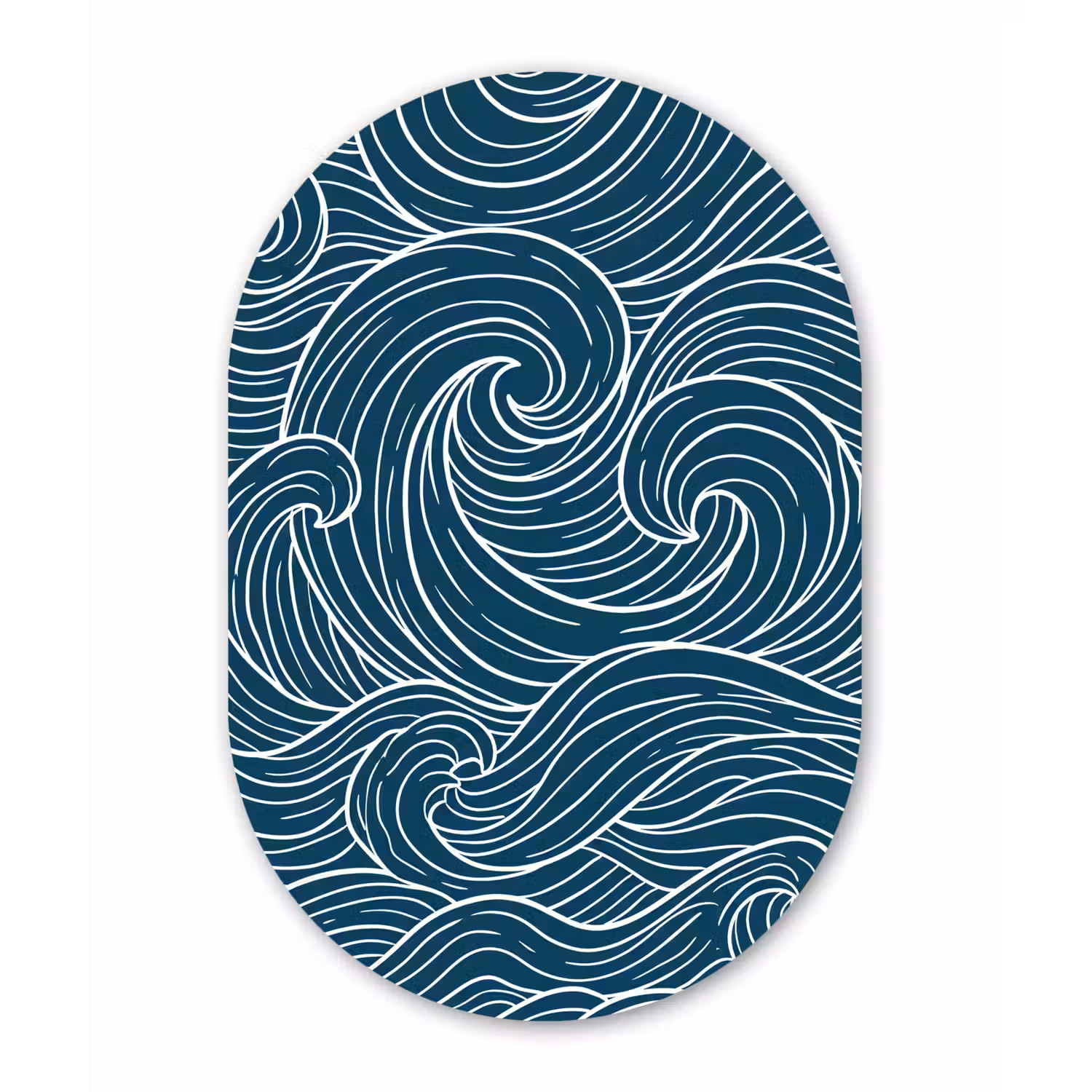 Golven - Spiraal - Water - Abstract - Blauw Wandcirkel Ovaal Forex klein -3d